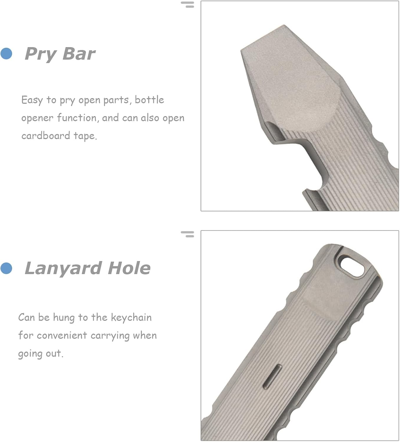 Hamans Titanium EDC Pry Bar Mini Multi Tool Bottle Opener Crowbar with Hole Multifunctional Portable EDC Tool image number 2