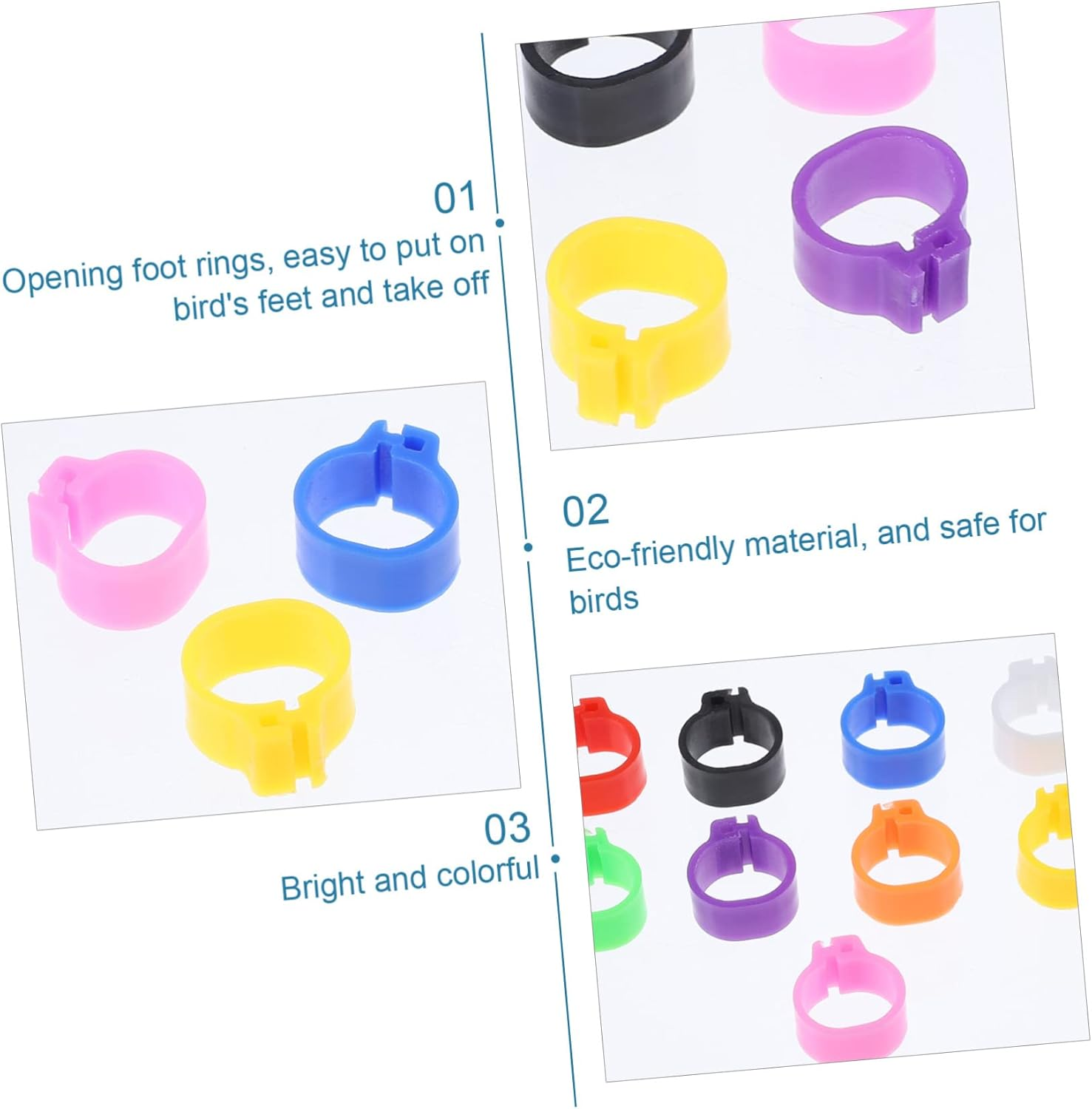 OATIPHO 100Pcs Pigeon Identification Leg Rings Foot Bands for Pigeons Parrots Cockatiels More Easy Bird Marking and Management