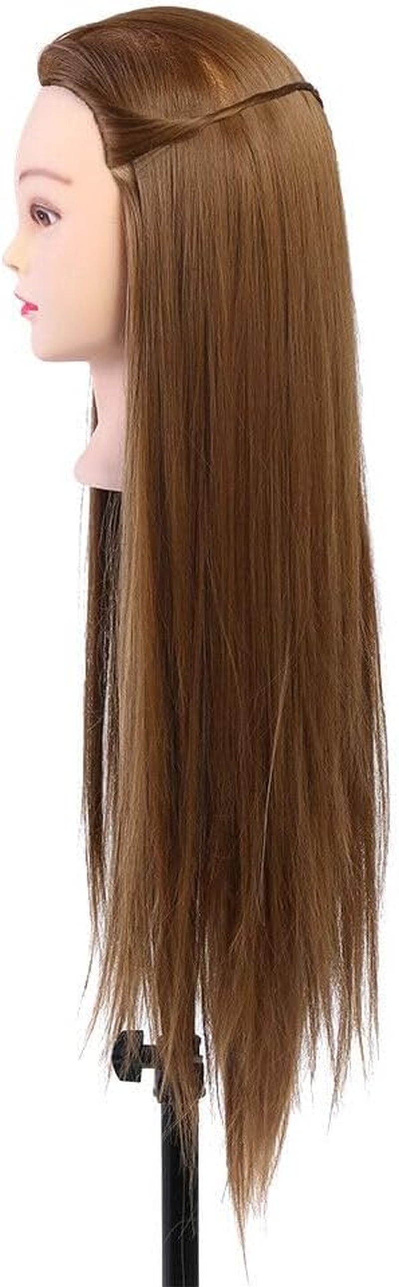 Training Head, Mannequin Head Hair Styling Manikin Cosmetology Doll Head Synthetic Fiber Hair Hairdressing Training Model Mannequin Doll with Table Clamp image number 3