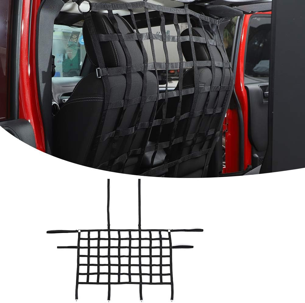 Jecar for Jeep Rear Seat Divider Net, Mesh Cargo Net Dog Car Barrier for 2007-2020 Jeep Wrangler JK JL Gladiator JT 2DR 4DR (Black) image number 2