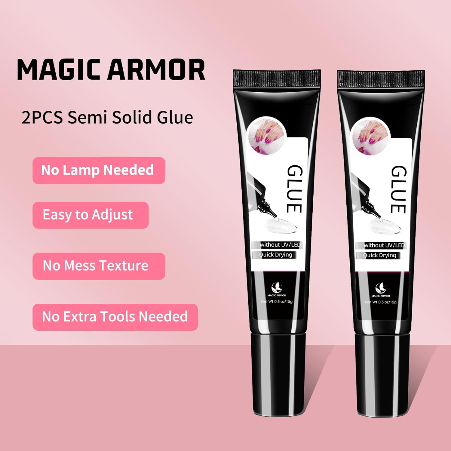 Nail Glue Gel Semi Solid Glue for Press on Nails Long Lasting Strong Glue Gel image number 5