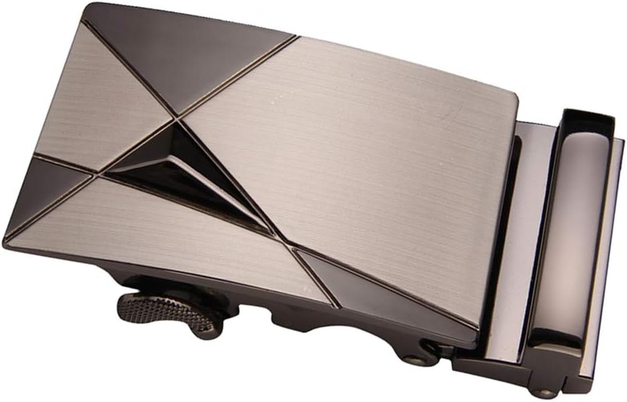 F Fityle Metal Automatic Slide Buckle Replacement Ratchet Belt Buckle Formal Business Belt Accessories for Men