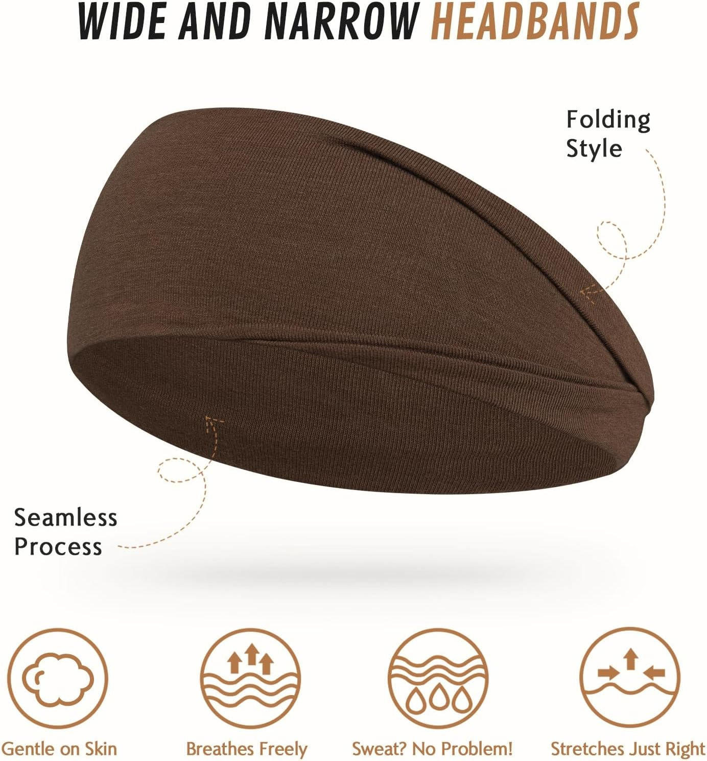 BELEVO Pack of 8 Women'S Elastic Headbands, Thin Non-Slip Hair Bands, Sports Headbands, Soft Headband Hair Band for Yoga, Exercise, Workout, Running, Gym image number 6