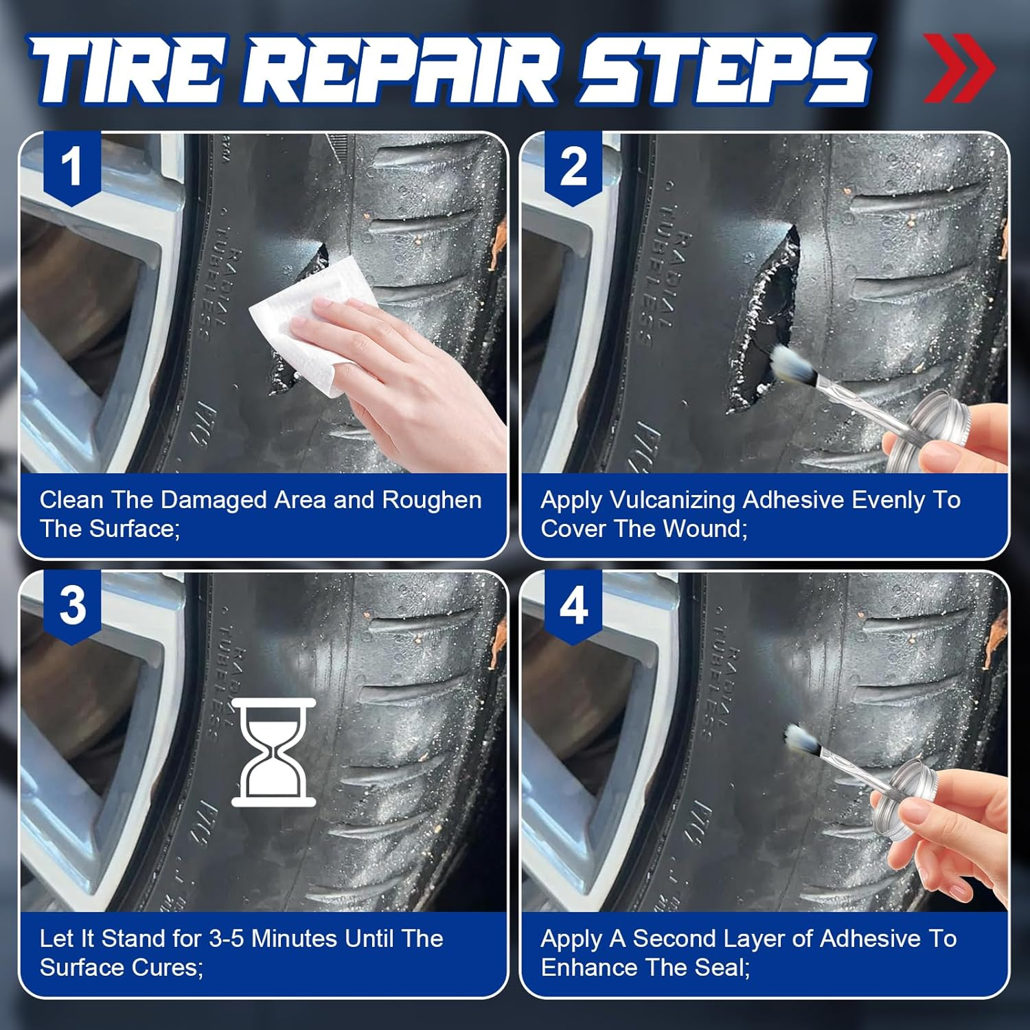 WEILAOK Vulcanising Liquid, Rubber Adhesive with Brush, Tyre Adhesive, Suitable for Quick Repair of Leaks or Cracks on All Tyre Types, 250 Ml image number 5