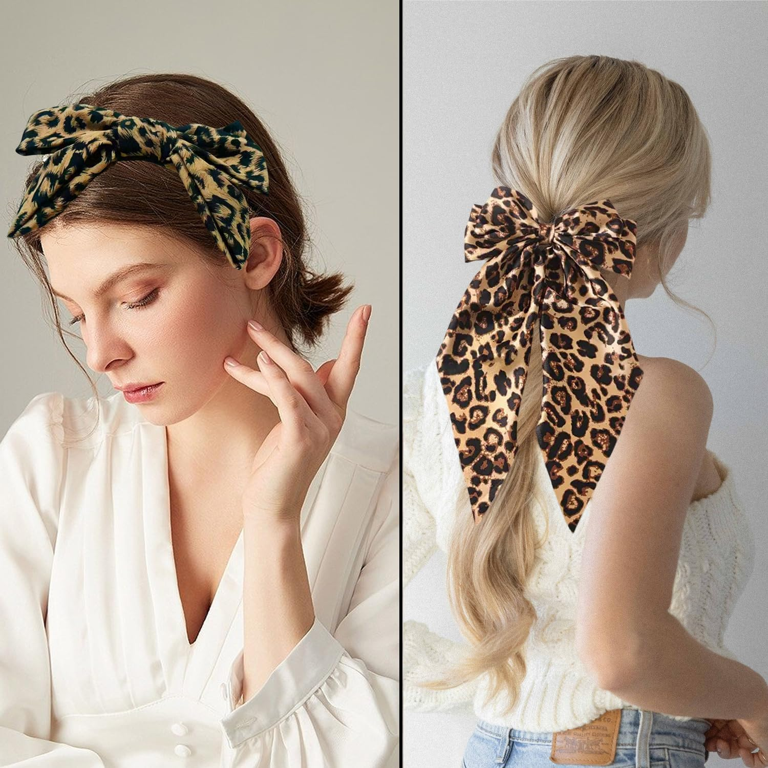 1 Leopard Print Hairpin and 1 Headband with Bow, Fashionable Personalised Hair Accessories, Retro Hair Accessories, Women'S Hair Accessories
