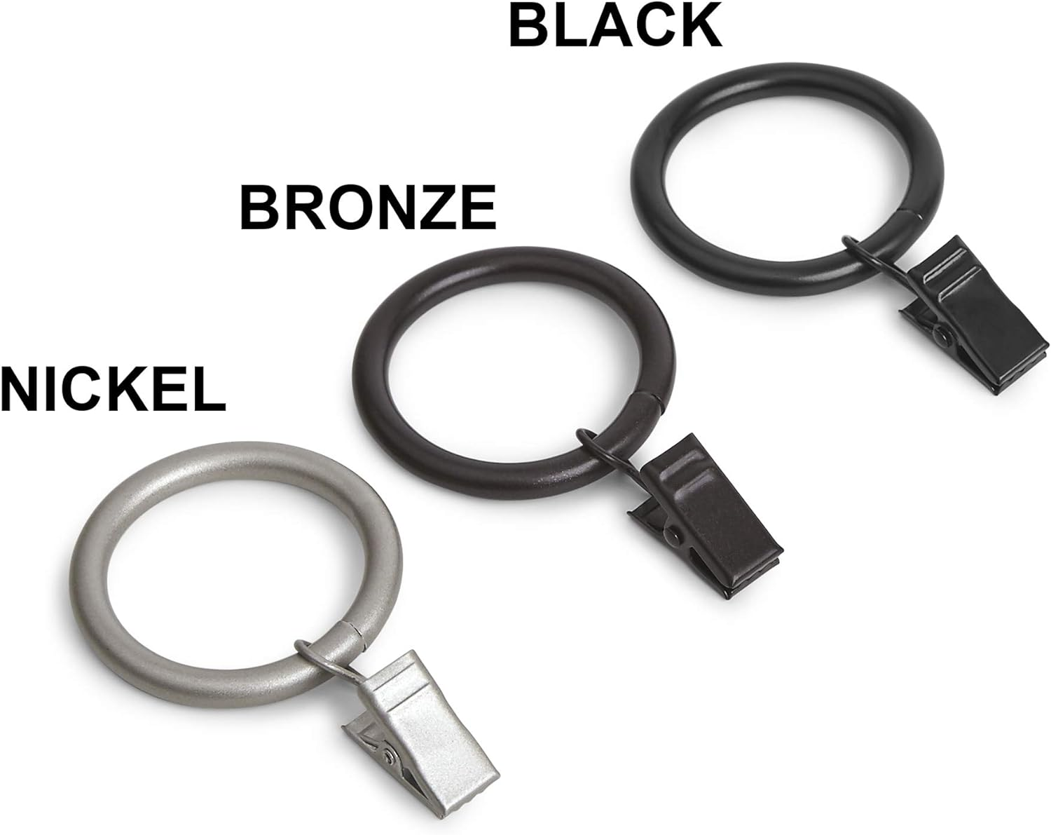 Amazon Basics Curtain Clip Rings for 1-Inch Rod, Set of 7, Black, 4-Pack