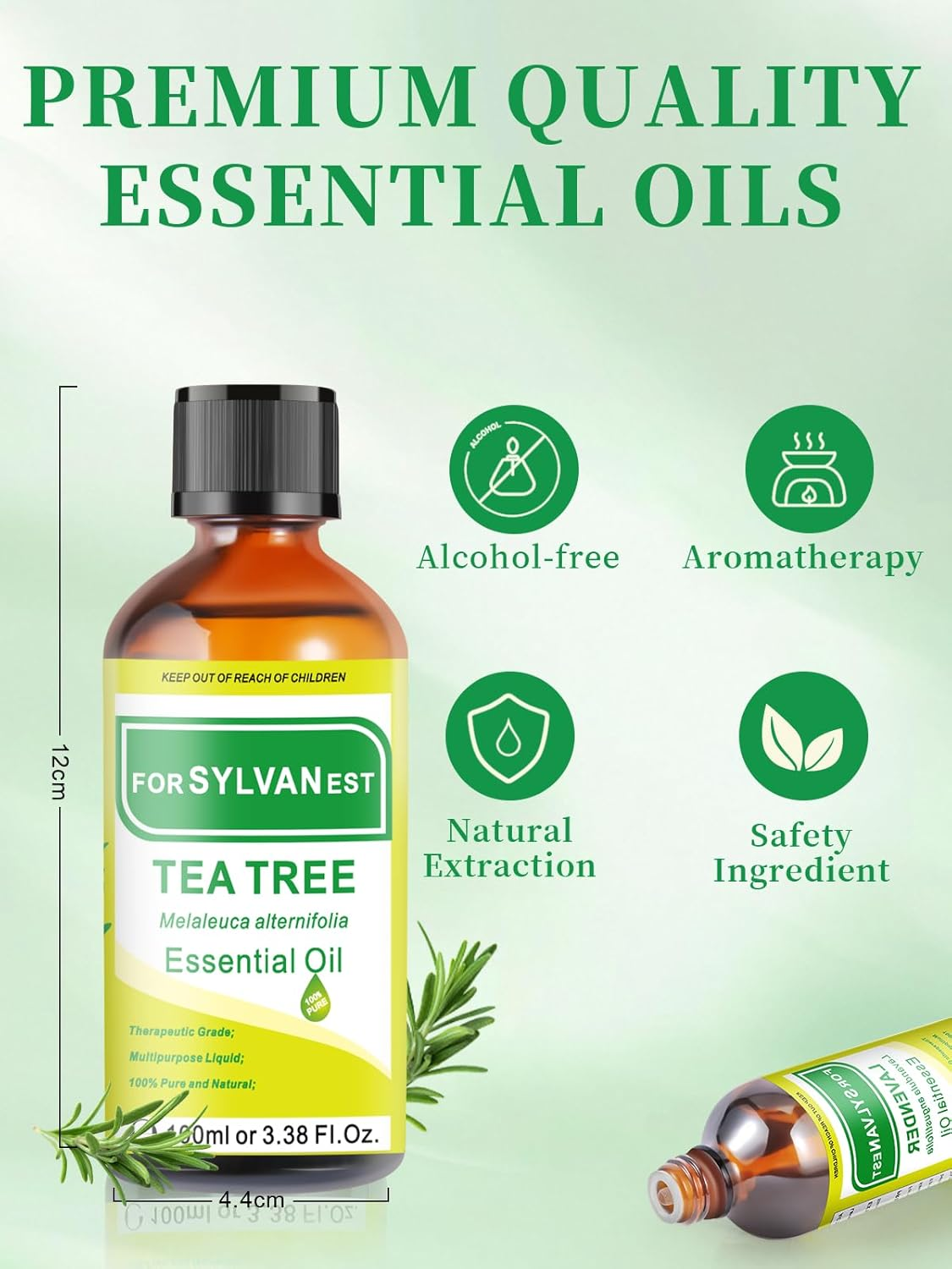 FORSYLVANEST Tea Tree Essential Oil 3.38FL Oz/100Ml, Therapeutic-Grade Aromatherapy Tea Tree Oil in Glass Bottle, 100% Pure and Natural for Diffusers Skin, Hair, Toenail Fungus image number 5