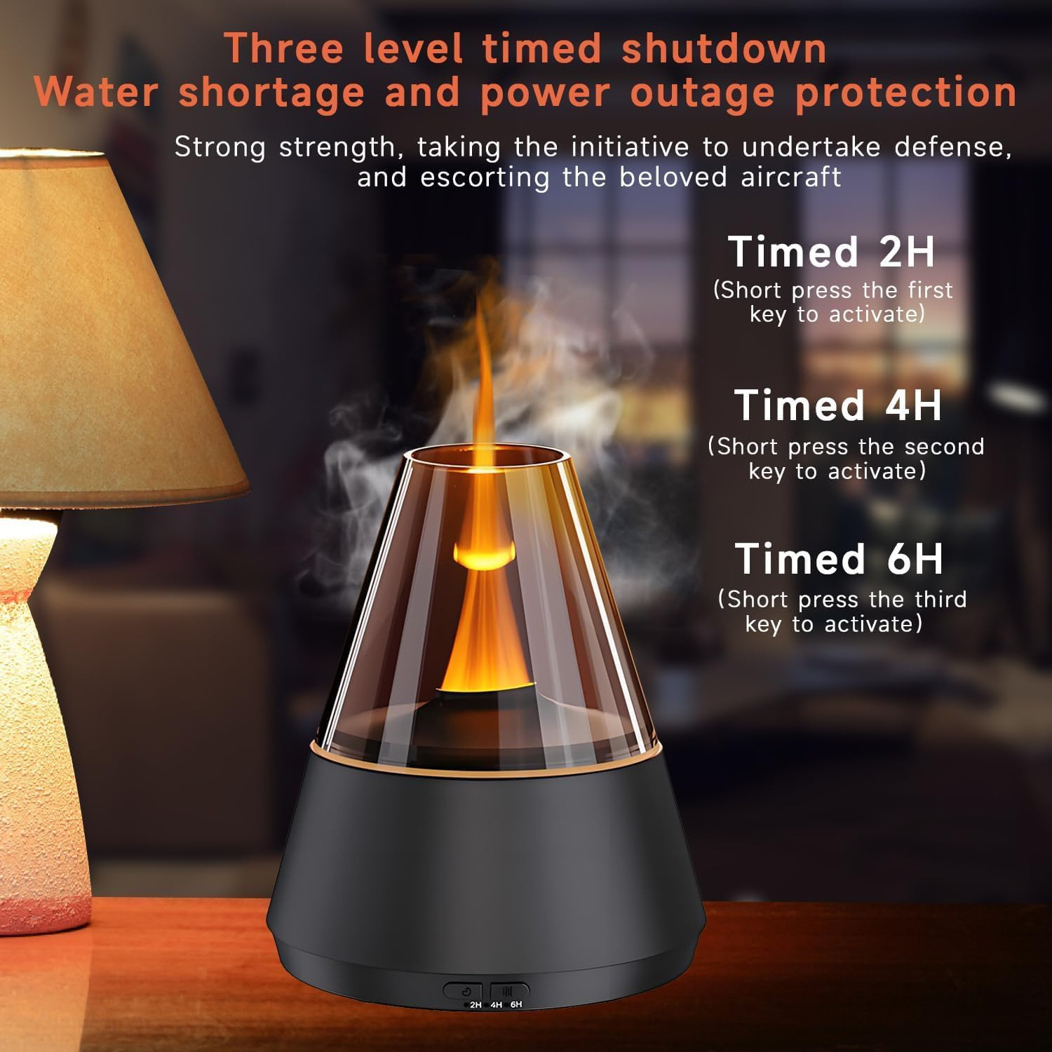 QUMOX A9 Flame Aroma Diffuser 150Ml &ndash; Essential Oil Humidifier with Simulated Flame & Color Changing Ambient Light, 2H/4H/6H Timer, Auto Shut-Off, Ultrasonic Cool Mist for Home, Bedroom, Office image number 4