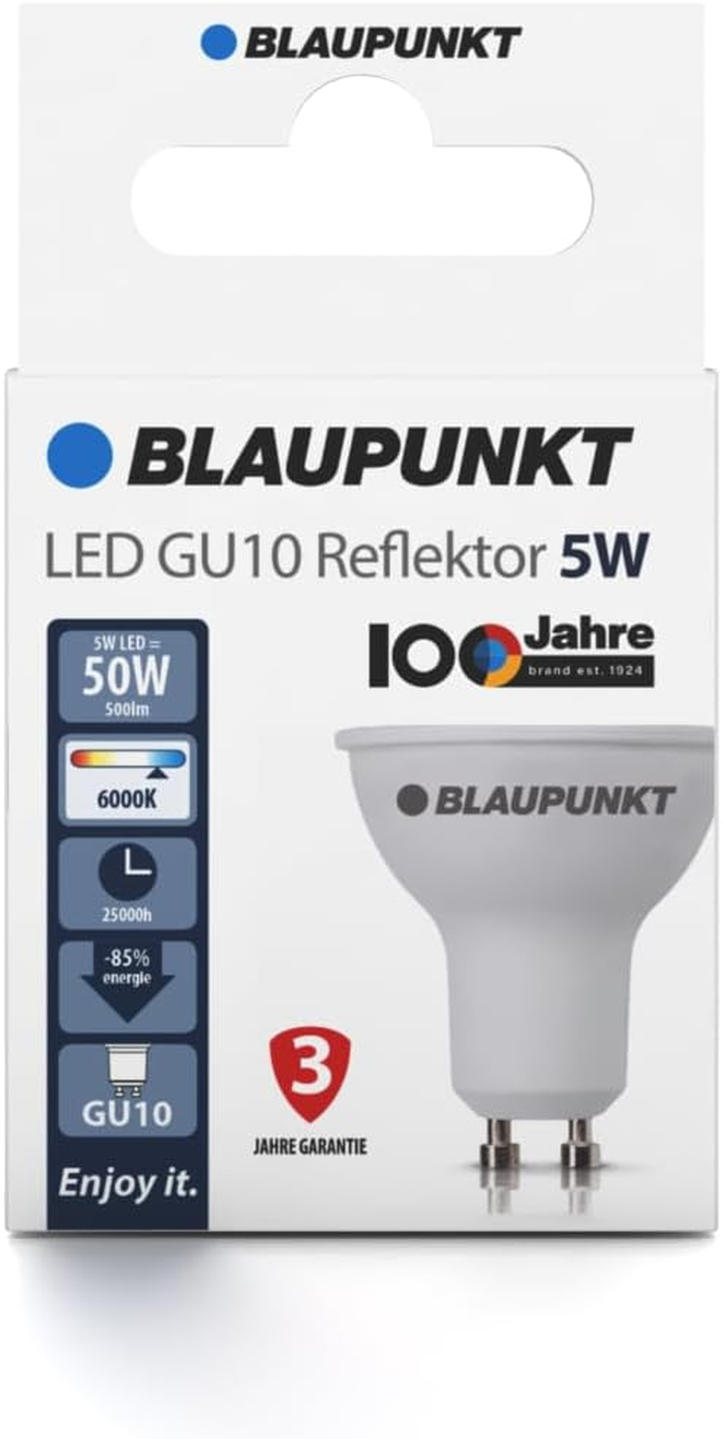 Blaupunkt LED GU10 Spot LED Lamp, 5W, Replaces 50W Incandescent, Cool White 6000K, Cold Light, Non-Dimmable, 500 Lumen, Light Bulb, Room Lighting, 1 Piece (Pack of 1) image number 4
