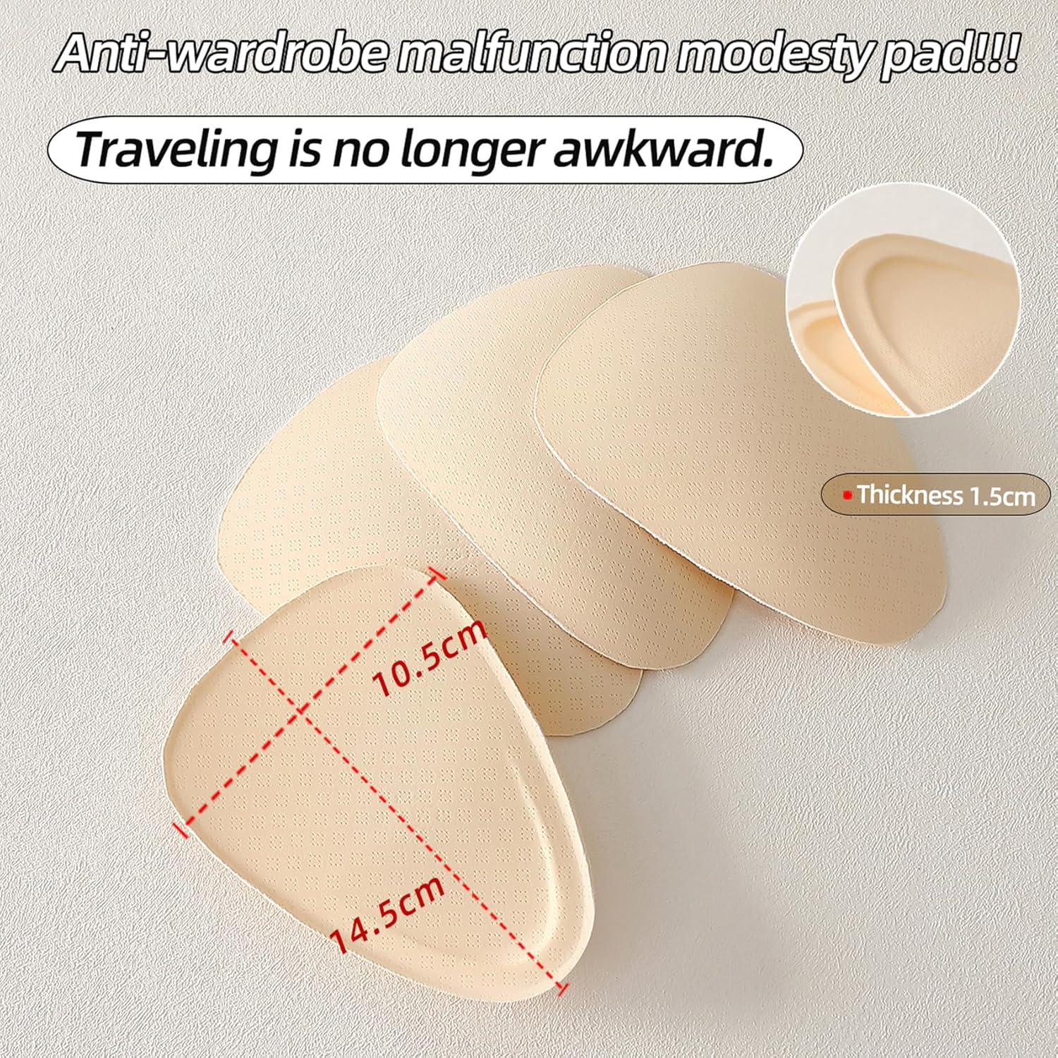 AUTENS Camel Toe Concealer Pads 6-Pack, Seamless No-Show Cover, 2000 Air Vents Memory Foam Cushions for Women, Non-Adhesive & Reusable, Discreet under Yoga Pants, Leggings, Swimsuits image number 1