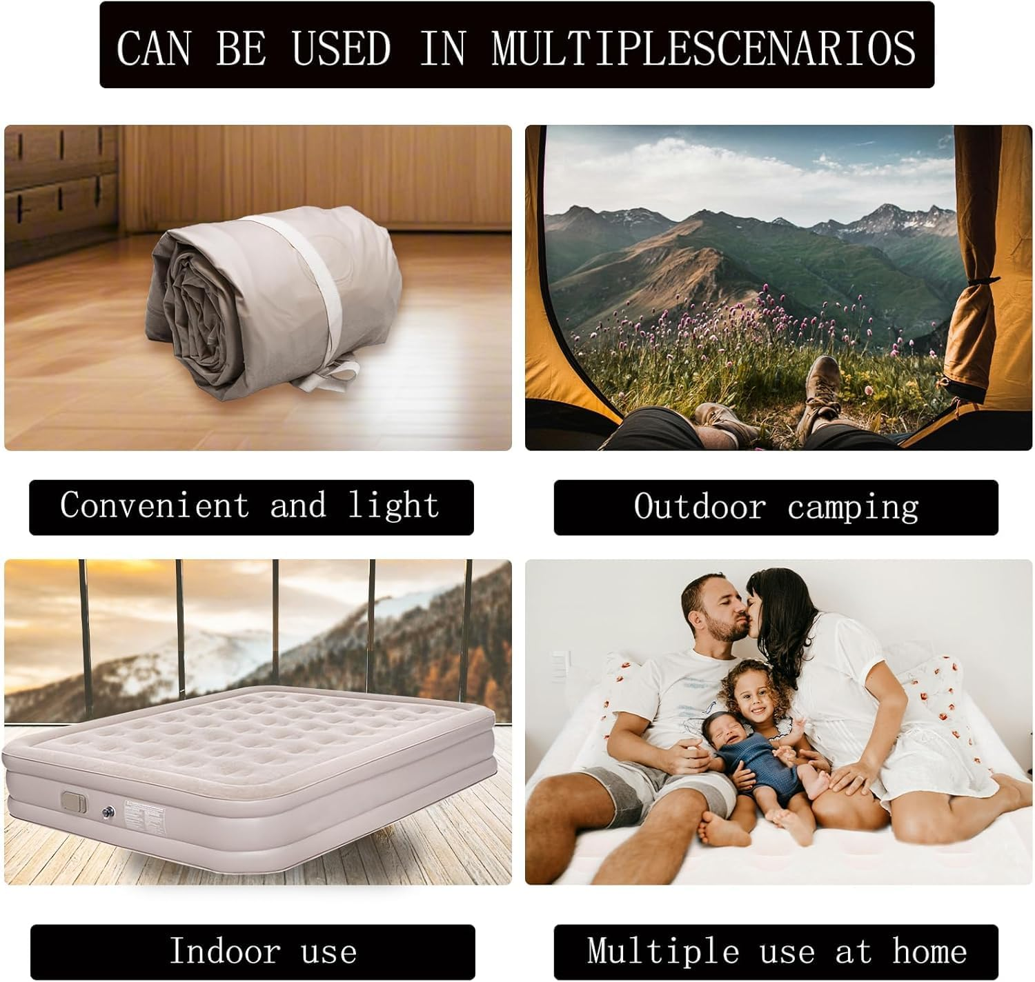 Camping Air Bed, 40CM Comfortable Thicken Automatic Air Mattress, Self-Stop Safe High-Speed Pump, Comfort Queen Size Double Airbed for Home, Camping, Guests, 2-Minute Inflation image number 5