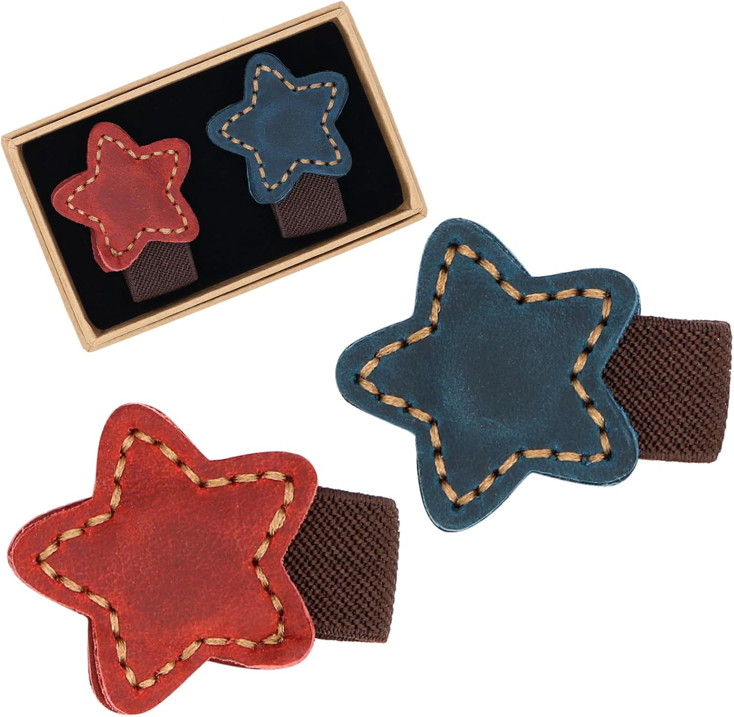 2Pcs Magnetic Leather Bookmarks, Handmade Magnet Bookmark Clips, Suitable for Women, Men, Students,Teachers and Other Reading Enthusiasts, Gifts Set for Book Lovers(Red&Blue) image number 1