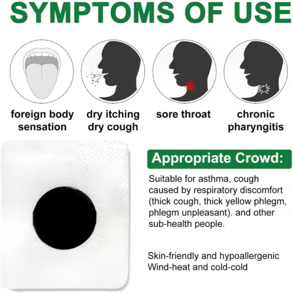 Herbal Cough Relief Patch &ndash; 100% Natural Extracts &ndash; Easy-To-Use, Skin-Friendly & Hypoallergenic &ndash; Gentle Support for Comfort &ndash; 6 Patches per Bag image number 1