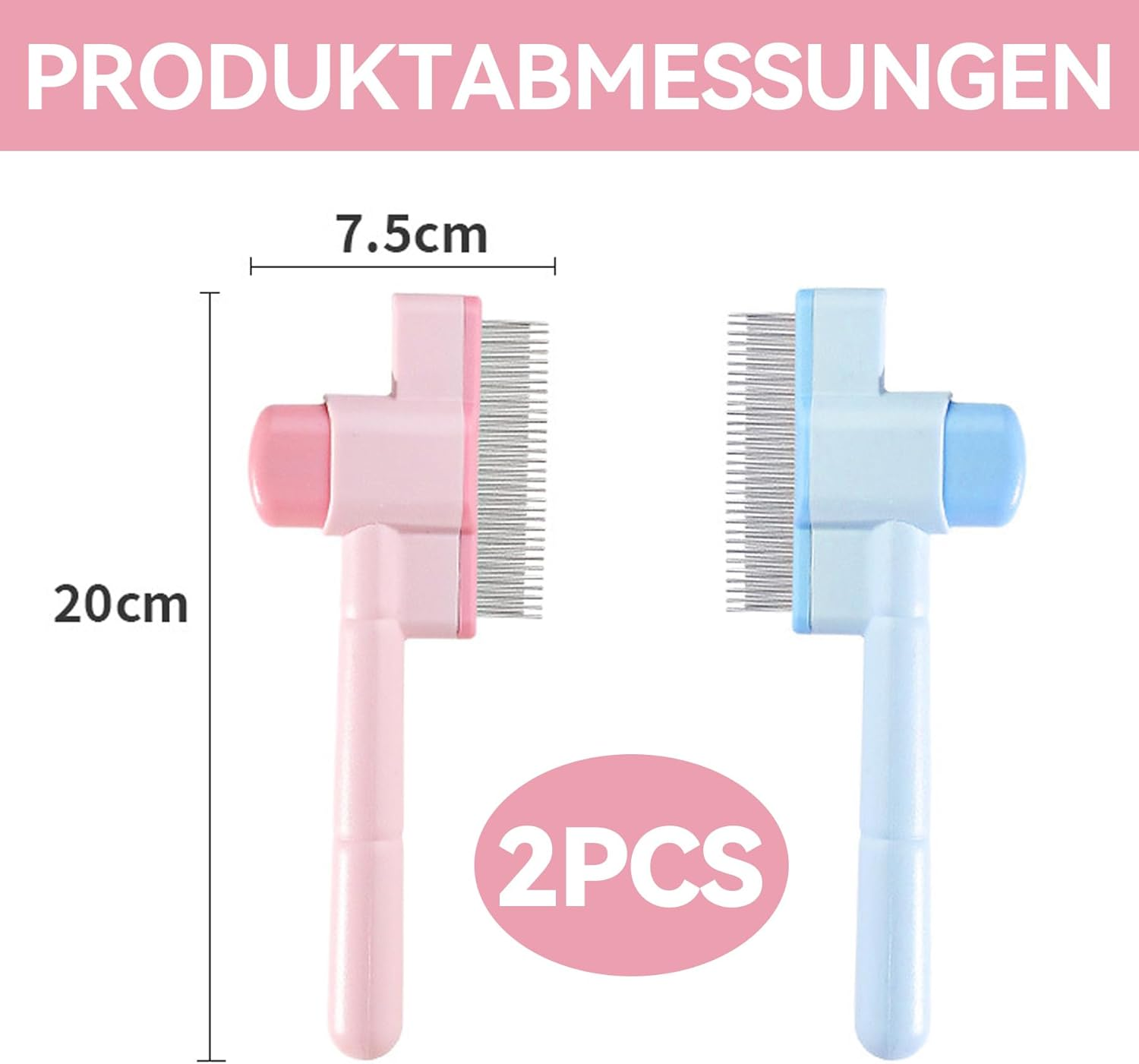 Xiciki Pack of 2 Fellblitz Cat Brush, Flea Comb for Cats, Fur Flash Brush for Long/Short Hair, Comb for Cats and Dogs image number 6