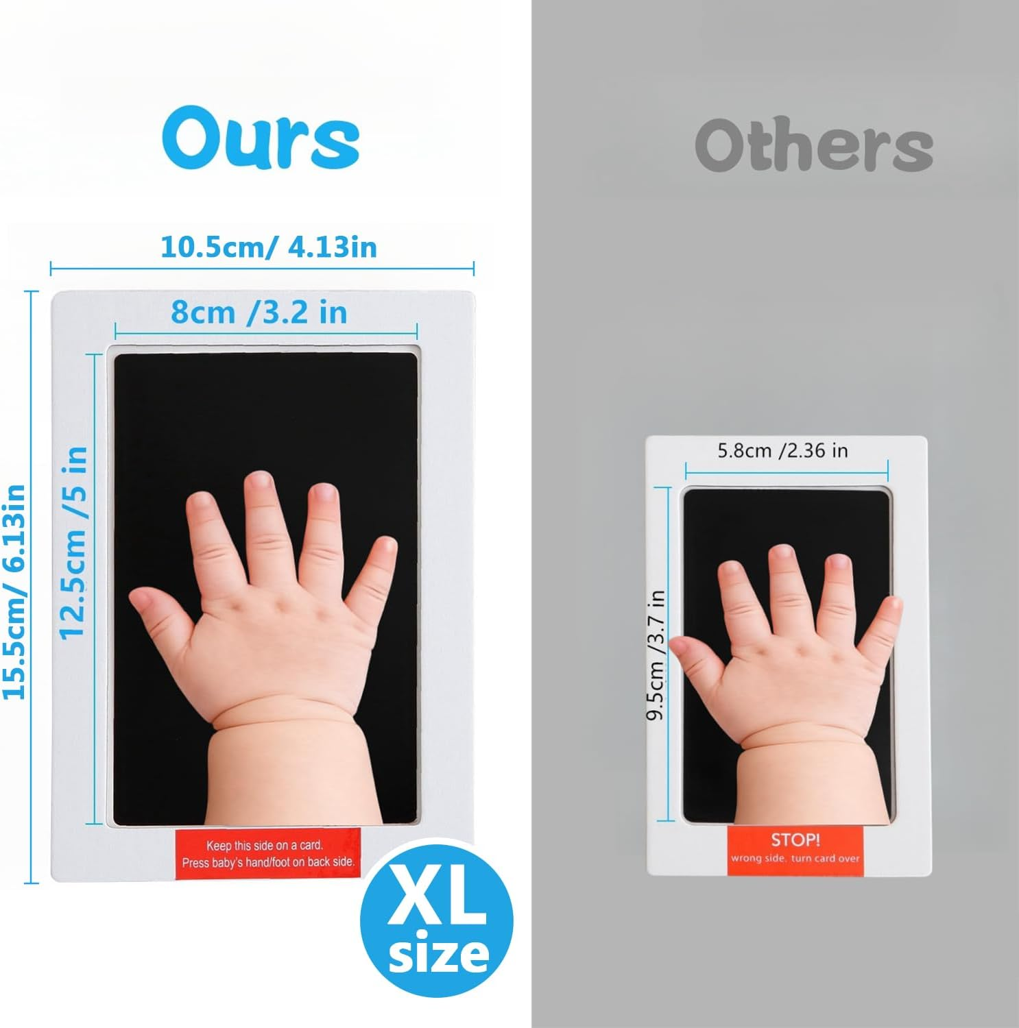 Hiumotan XL Size 6-Pack Imprint Cards & 2 Baby Handprint Ink Pads with Clean-Touch，Baby Inkless Hand and Footprint Kit,Baby Hand and Footprint Kit，Baby Footprint Kit，Baby Shower Gifts,Paw Print Kit,Newborn Essentials image number 3