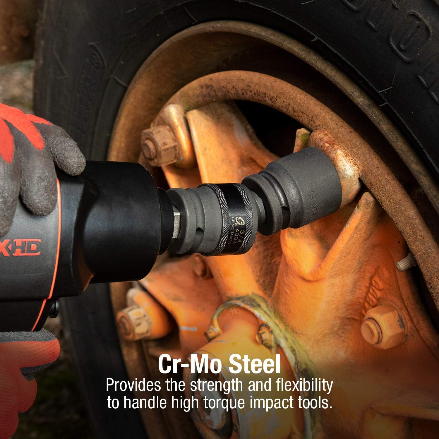 SUNEX TOOLS 4304, 3/4 Inch Drive, Universal Impact Joint, Cr-Mo Steel, Radius Corner Design, Flexible, Meets ANSI Standards