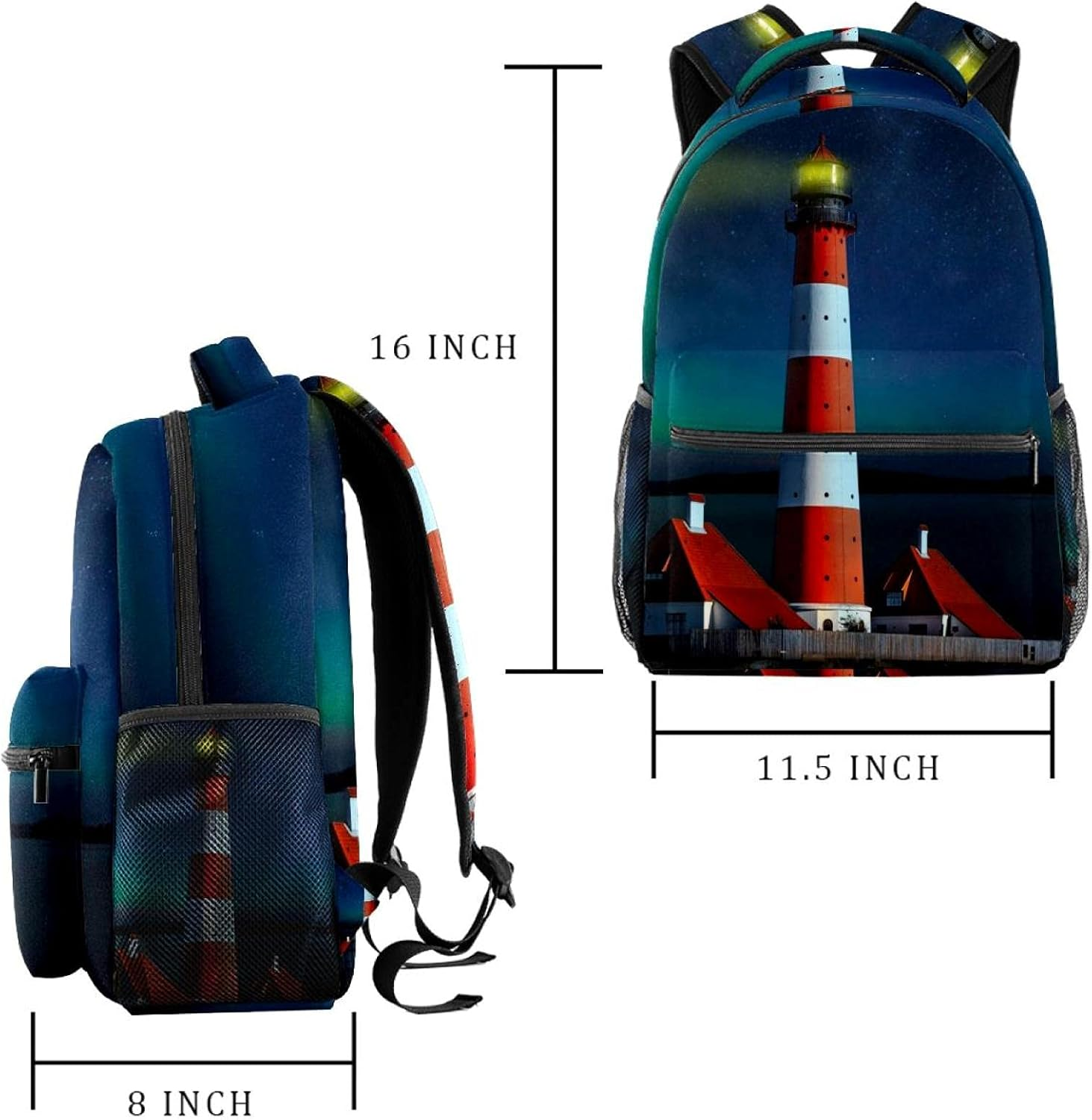 Landscape Fantasy Lighthouse Sea Backpack Students Shoulder Bags Travel Bag College School Tote Backpacks image number 4