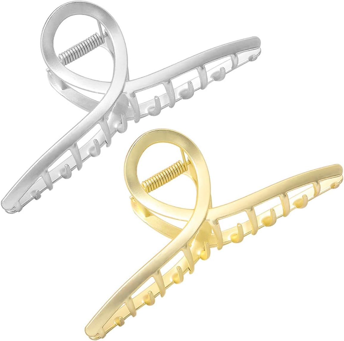 2 PCS NUZAMAS Metal Hair Clips 4.5 Inch Large Hair Clips Non-Slip Claw Clip Wedding Hair Clips Bride Hair Accessories for Women and Girls (Matte Gold and Matte Silver)