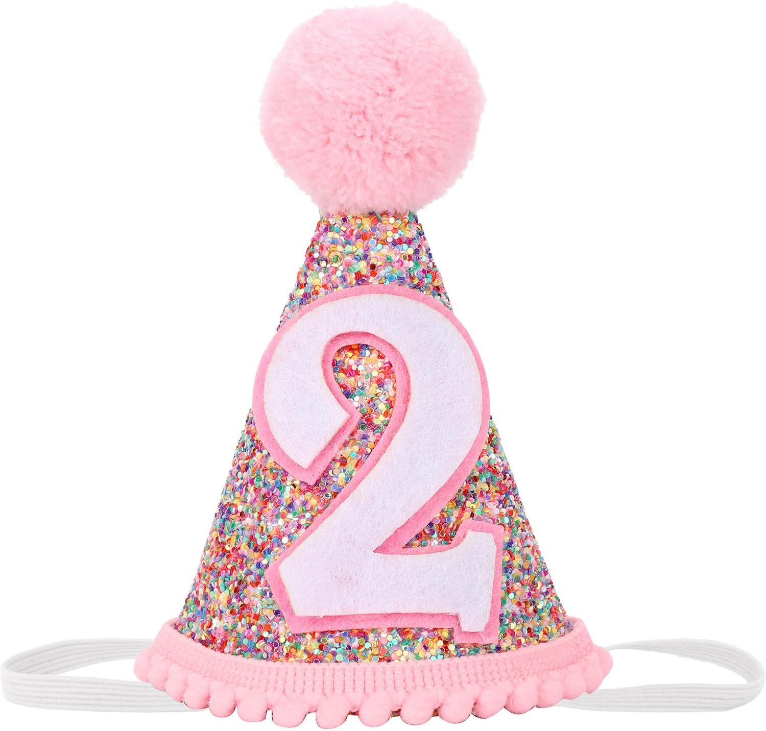 Eoopoon Rainbow Cone Birthday Hat, Glitter Birthday Hat, Perfect Birthday Party Decoration for Boys and Girls