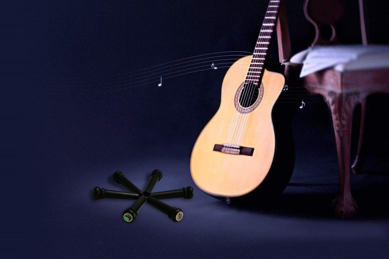 Ebony Guitar Bridge Pins Endpin Inlaid Abalone Dot Acoustic Guitar Replacement Parts Accessories image number 4