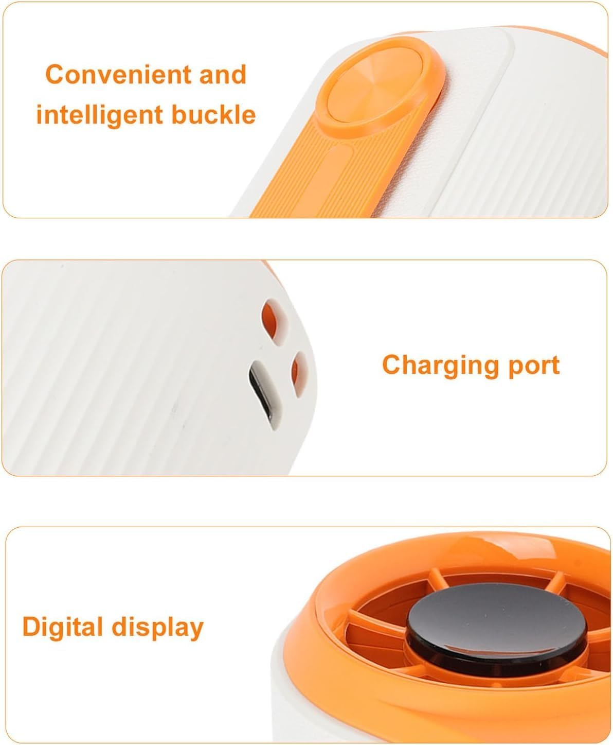 Portable Waist Fan, Wearable Fan, Belt Fans, LED Display, Hands-Free, 24H Cooling, 3600Mah Battery, Multi-Speed Cooling for Outdoor Works, Farm, Hiking, Camping, Travel (Orange) - Black image number 6