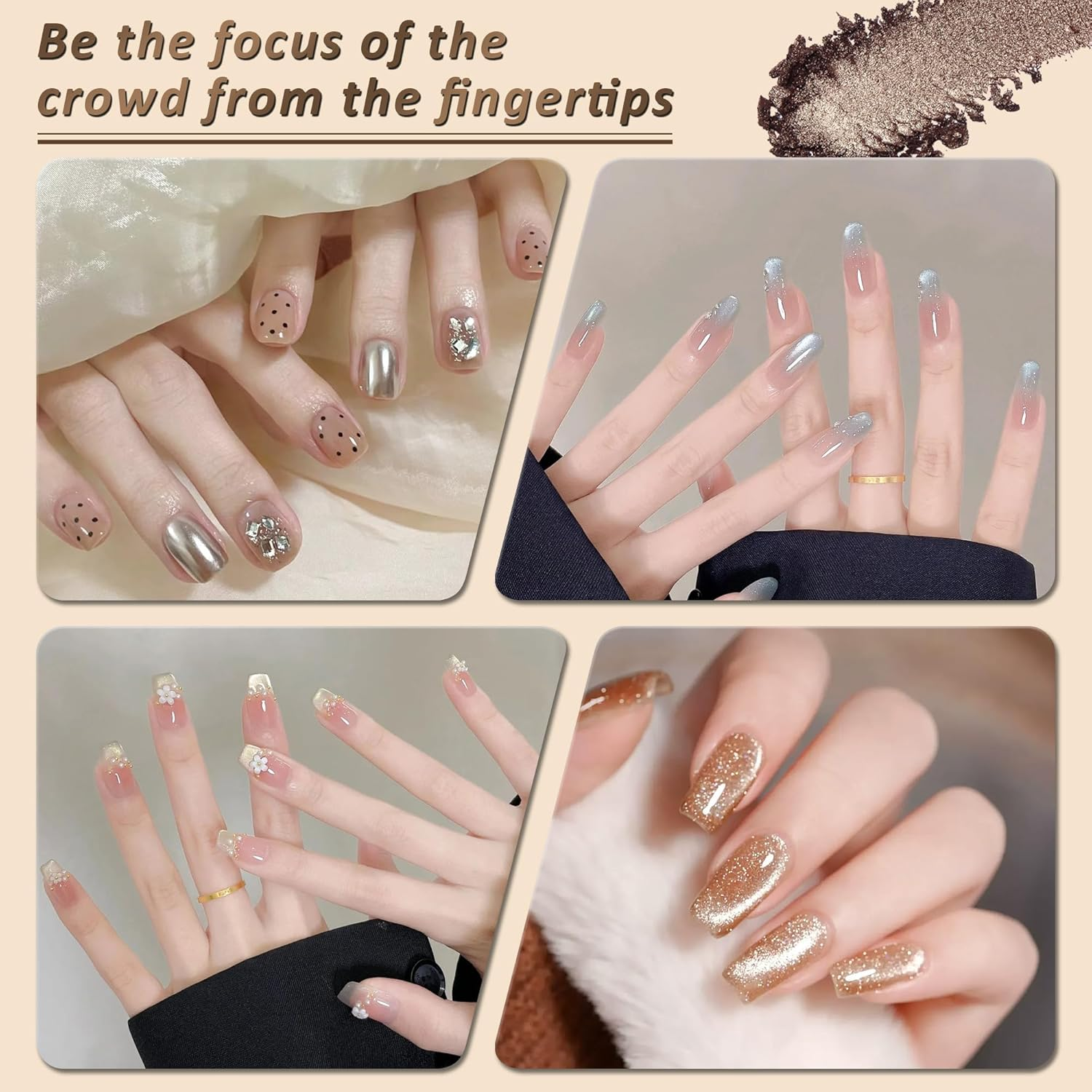 6 Grid Chrome Nail Powder Holographic Nail Powder Metallic Mirror Effect Pigment Pulver Solid Fingernail Dyestuff Multicolor Palette Aurora Dust for Gel Agnail Art Decoration Resin Craft Gifts image number 4