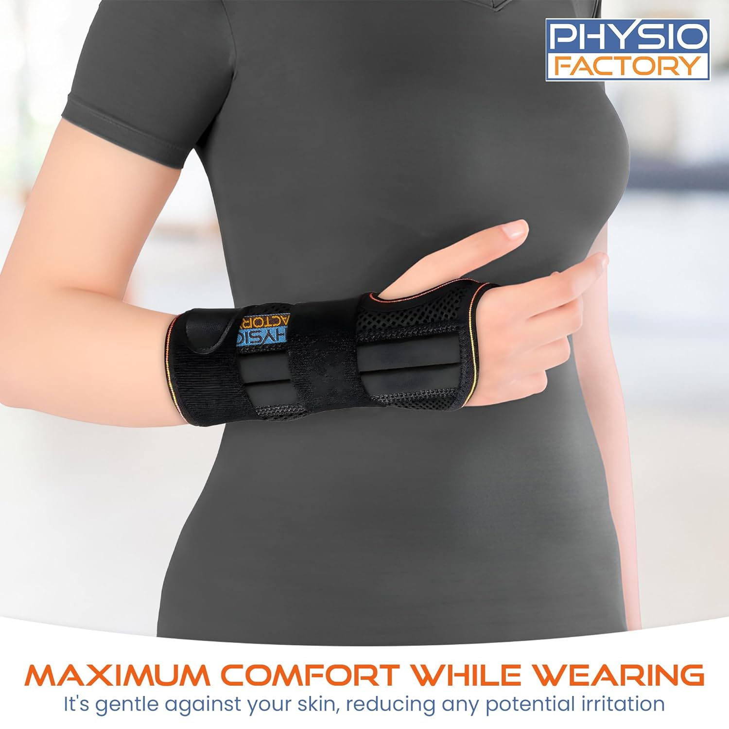 Premium Wrist Brace - Comfortable Black Wrist Support for Carpal Tunnel, Tendonitis, Arthritis - Soft Interior. Two Sizes - Ideal Hand Brace for Tendonitis Recovery, Gym & Everyday Use (L, Right)