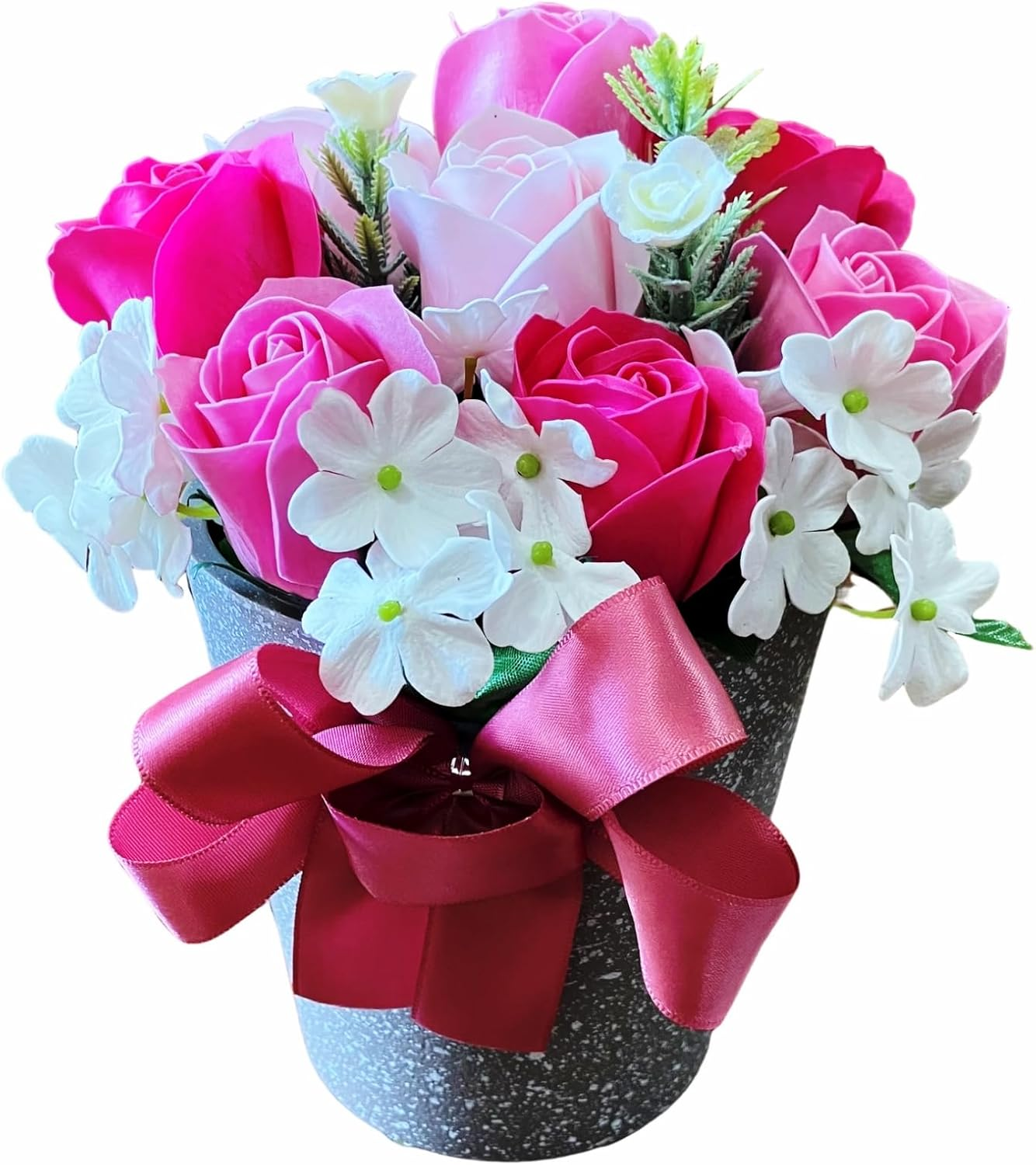 Q-FLA 786174 Soap Flower Bath Salt, Arrangement, LG Pink, Gift