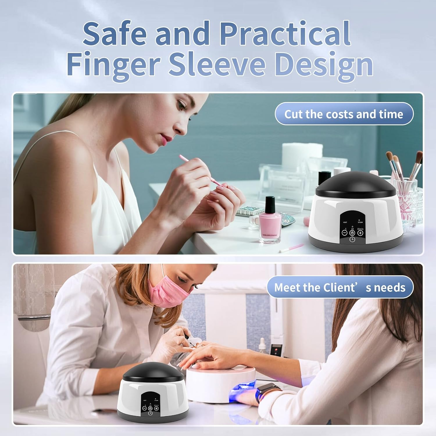 ANGNYA Electric Nail Soaking Bowl, Adjustable Temperature Gel Nail Polish Remover Machine Automatic Quick Remove Gel Steam Soak off Gel Polish Remover Electric Nail Polish Remover Nail Salon Home DIY image number 5