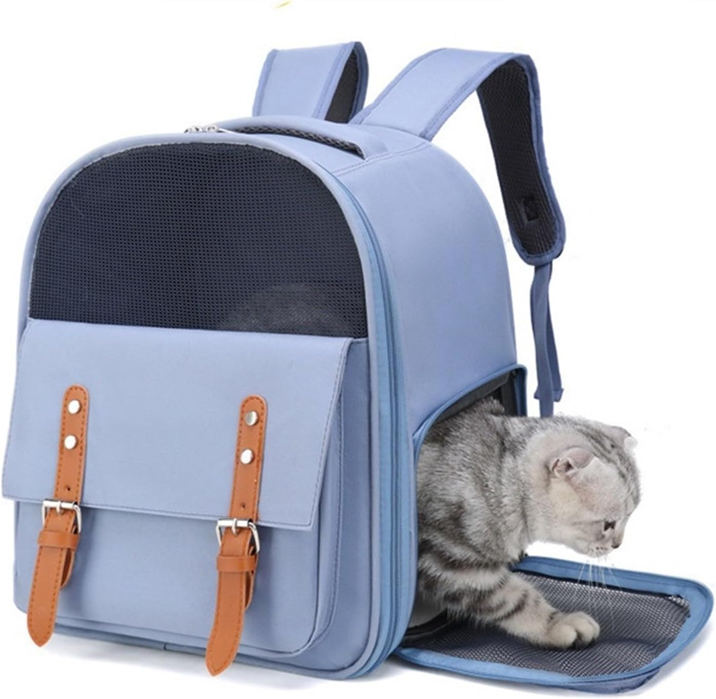 Cat Bag Dog Carrier Pet Carrier Portable Pet Cats Bag Outing Washable Cat Backpack Travel Bag Foldable Bag Cat Carrier Pet Bag Carrier(Color:Green) - Blue image number 3