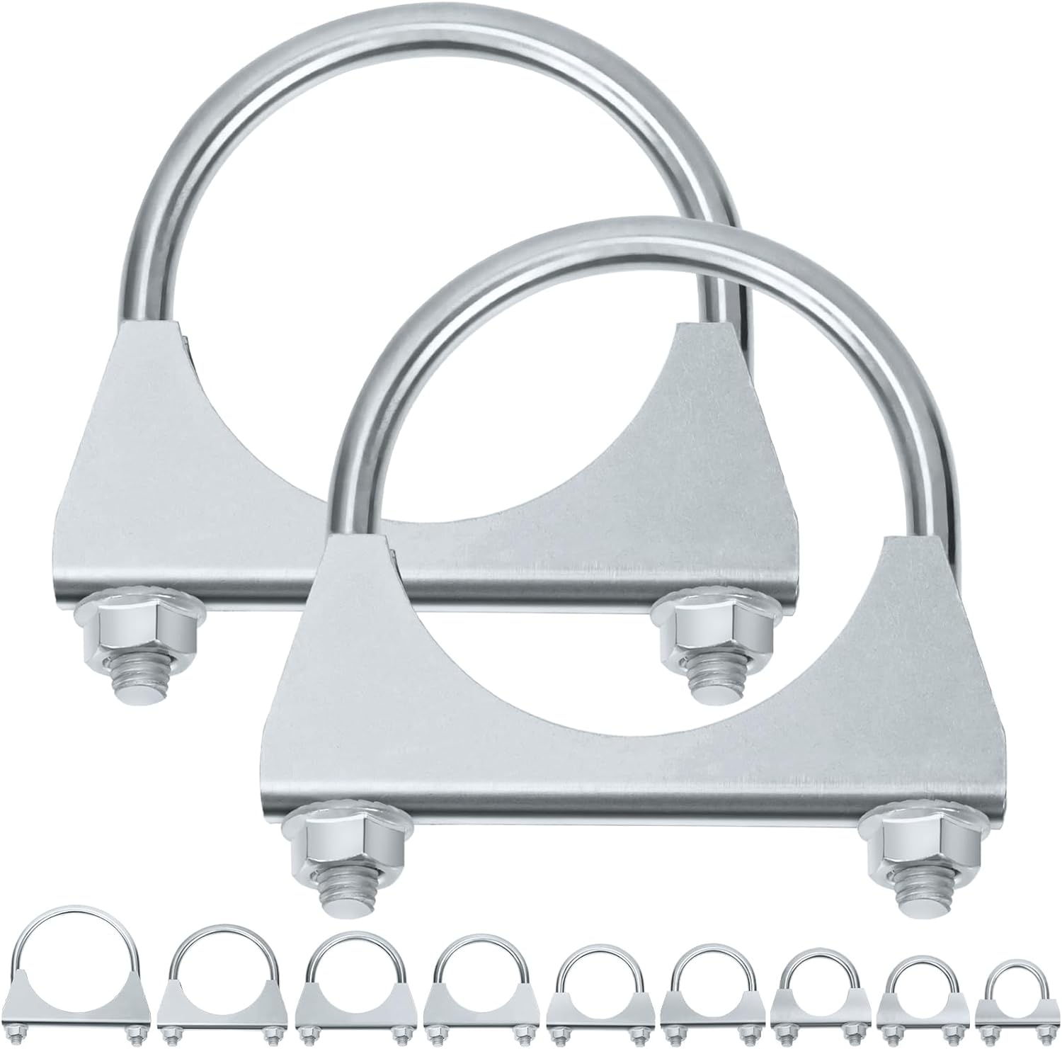 Swpeet 2Pcs Galvanized 1-3/4" - 45Mm Exhaust U Clamp Kit, Galvanized Muffler U-Bolt Clamps, Universal Heavy Duty U-Bolt Muffler Clamp Ideal for Tip Pipes Connection image number 6