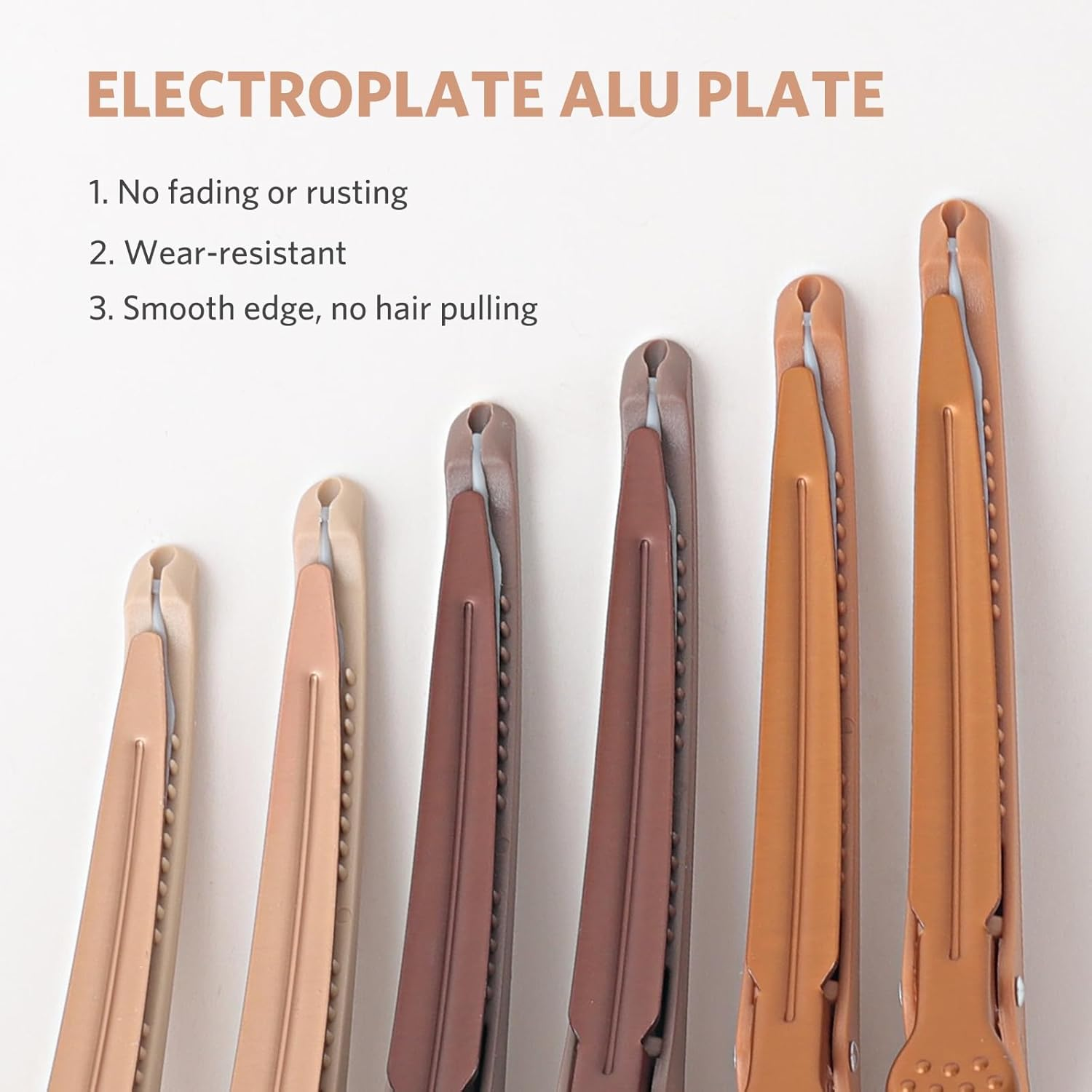 Sndyi Hair Clips, Hairdressing Supplies, Pack of 12 Hair Clips for Styling and Cutting, Section Clips, Hairdresser, Non-Slip Hair Clips with Silicone Band, Hair Clips for Thick and Thin Hair, Neutral image number 5