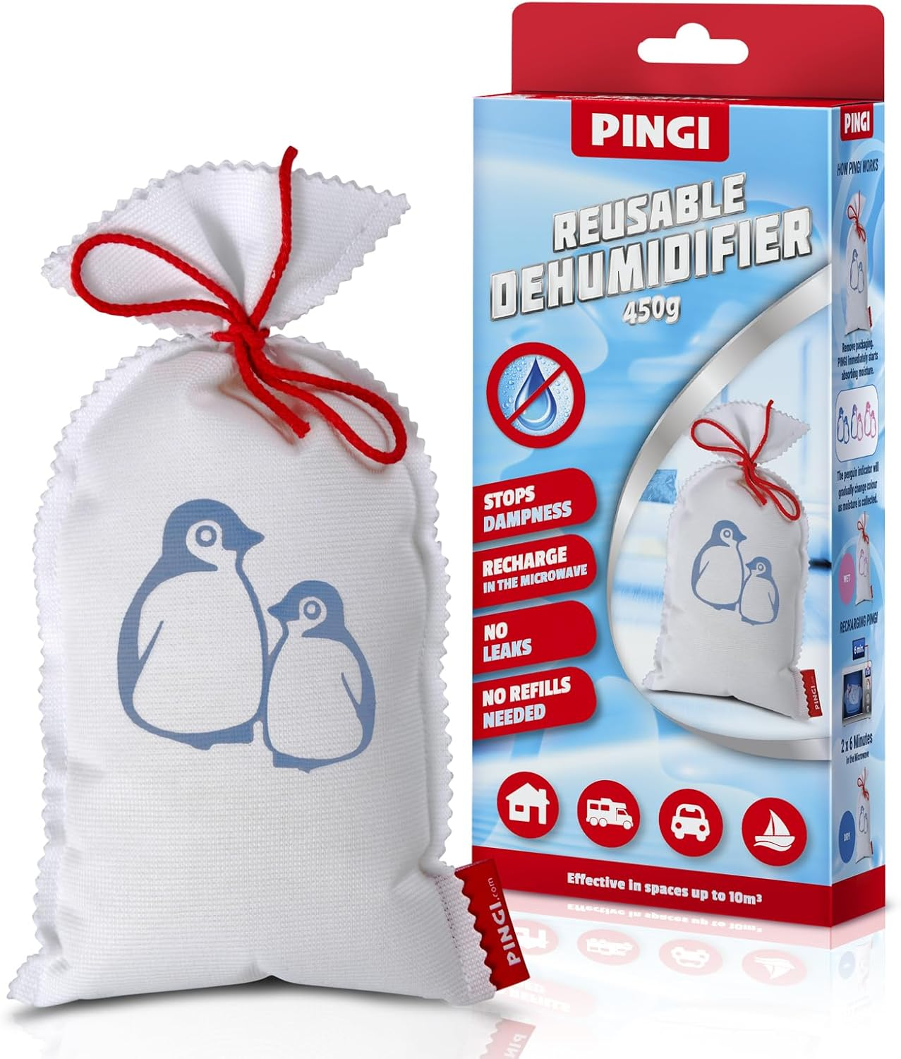 PINGI Microwavable Moisture Absorber Bag 450G | Absorbs Moisture, Damp, & Condensation on Windscreens & Damp Spaces | 100% Leakproof | Reusable Dehumidifier | Condensation Remover image number 3