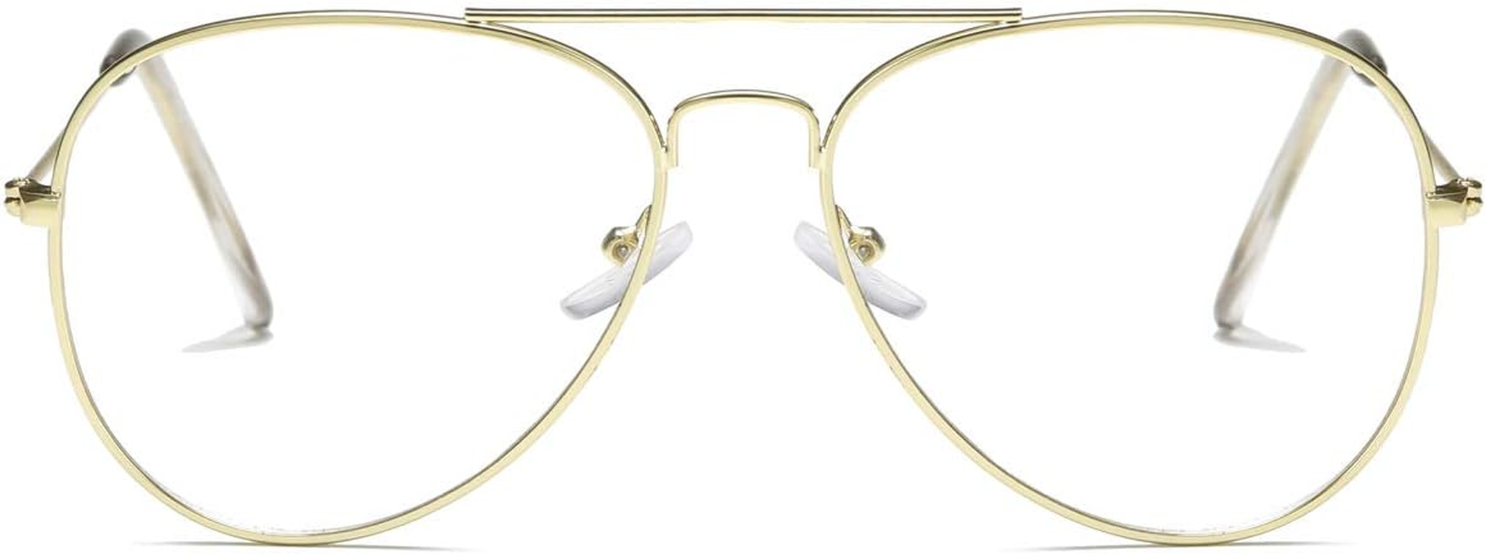 AISSWZBER Clear Aviator Glasses Lens Premium Classic Metal Frame Eyeglasses image number 2