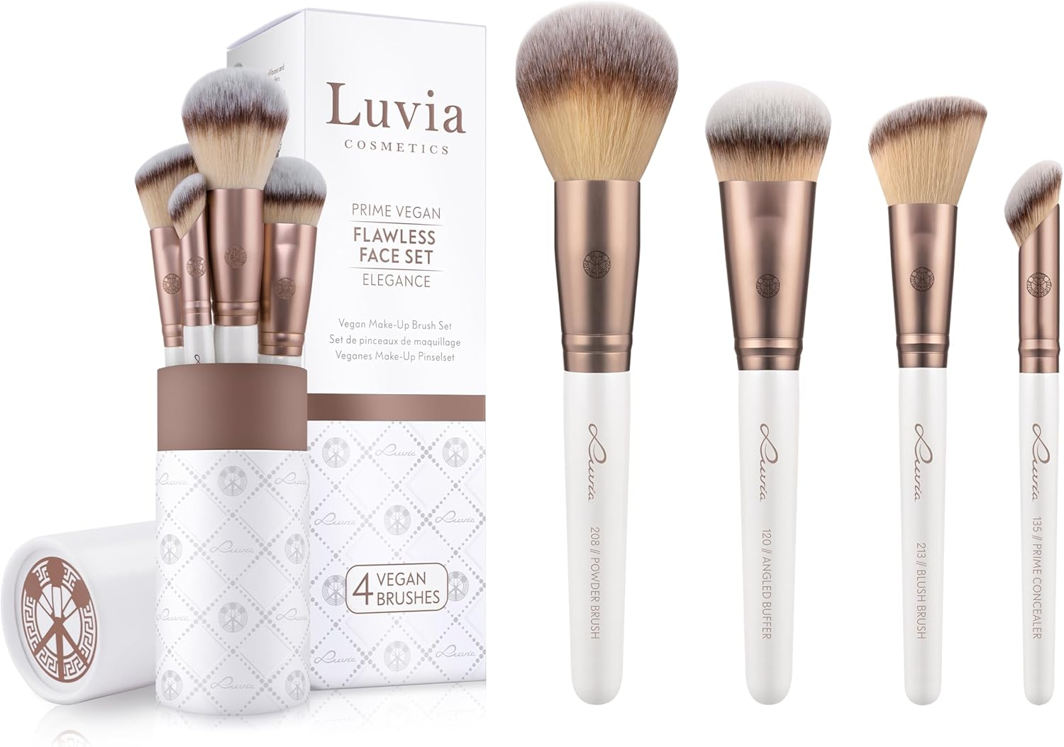 Luvia Make-Up Brush Set, Flawless Face Brush Set, Face Brush Set, 4 Vegan Cosmetic Brushes, Makeup Brush