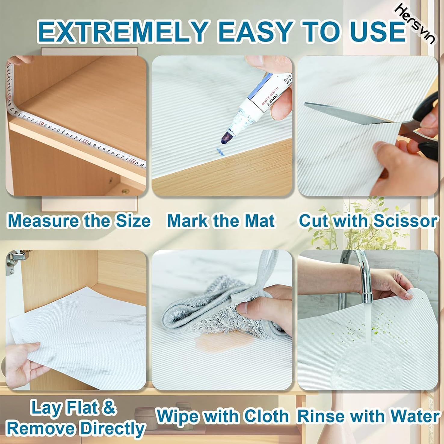 Drawer Liner 60Cm X 6M, Marble Pattern Print Shelf Liners Non-Adhesive Drawer Liner EVA Fridge Mats Waterproof Oil-Proof for Cabinet Kitchen Bedroom Bathroom Office((Marble Pattern) image number 6