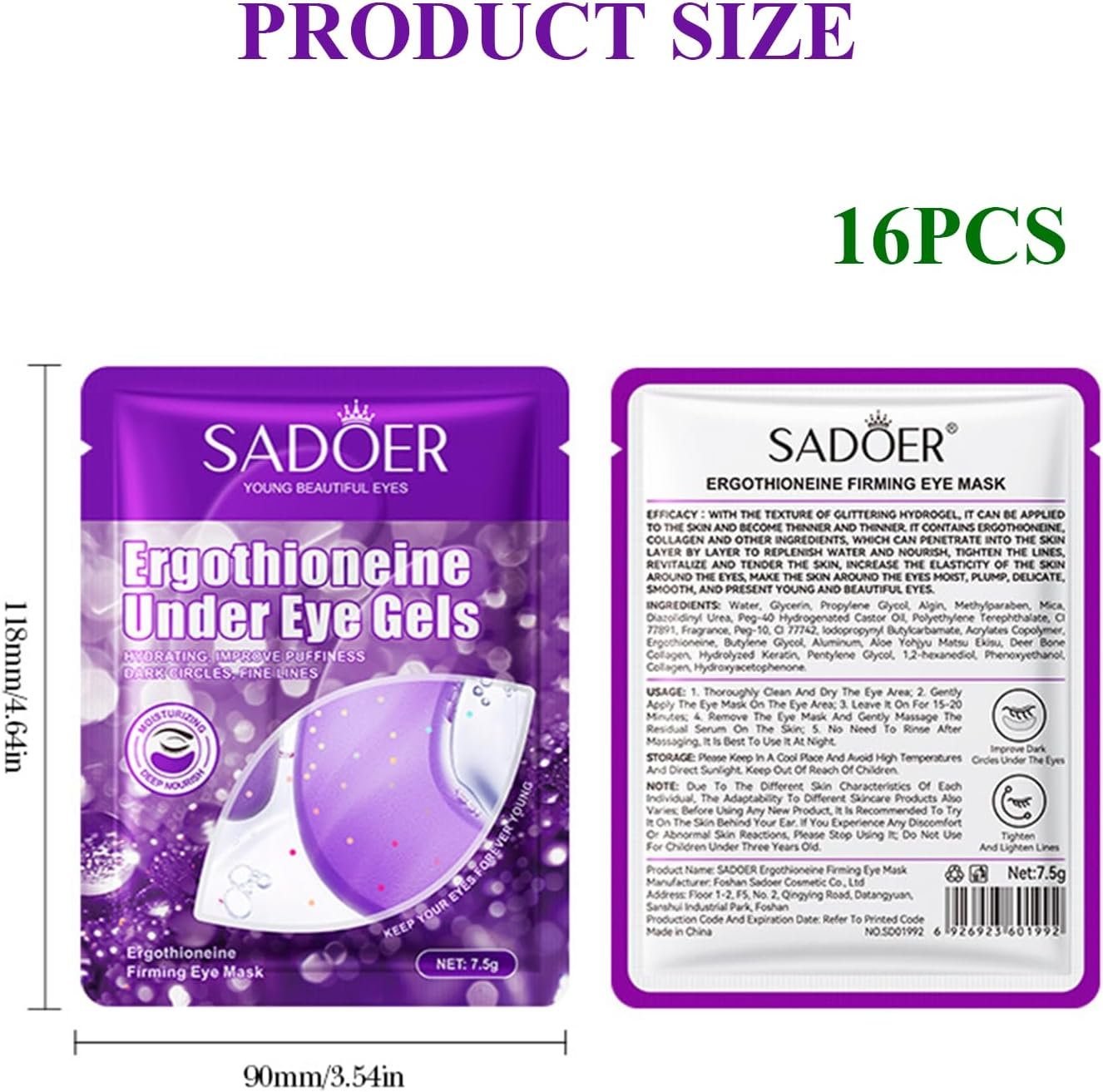 16 Pairs Collagen under Eye Patches, Hydrating & Anti-Aging Gel Pads for Dark Circles, Travel-Friendly Skincare Set for Women image number 4