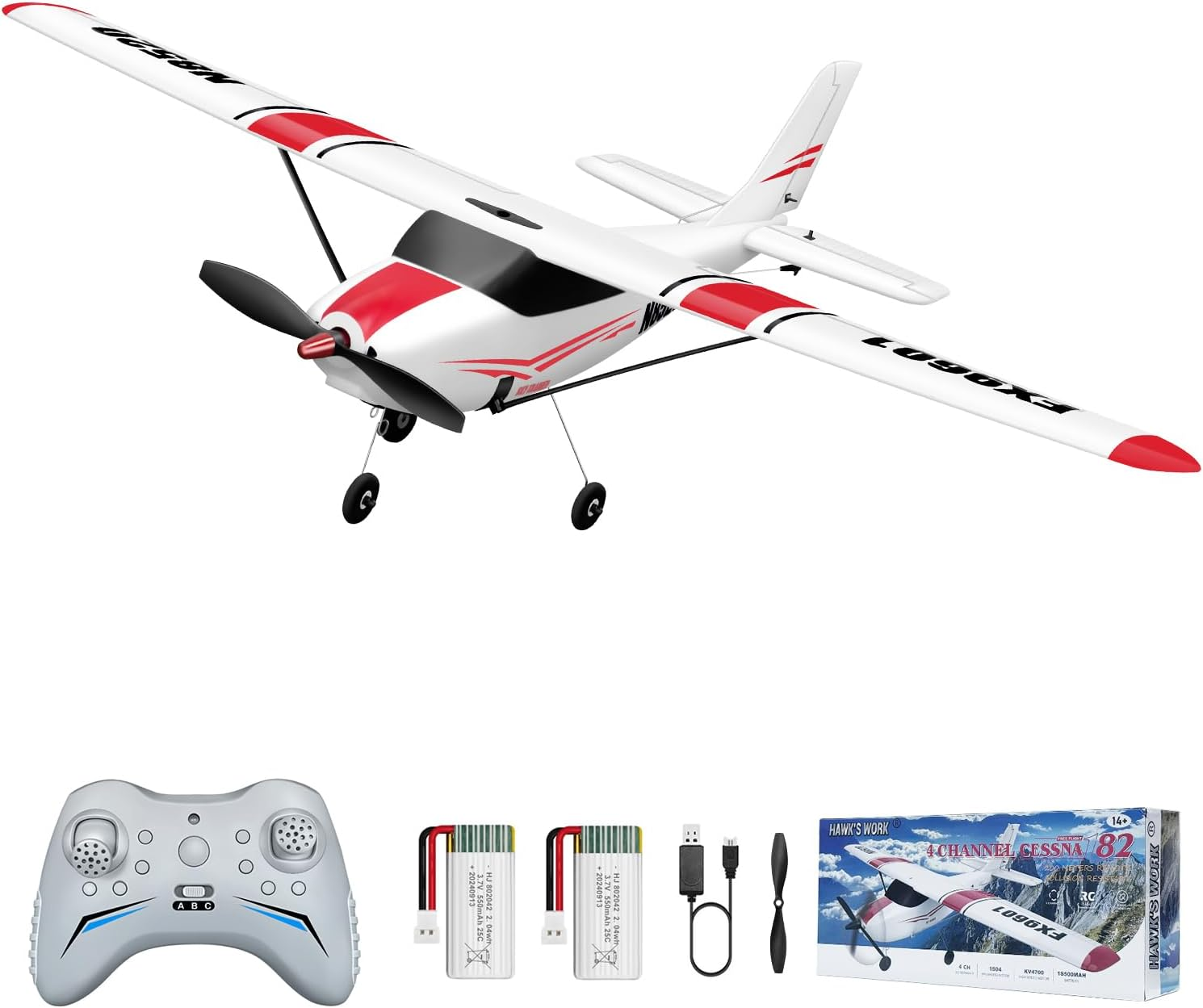HAWK'S WORK 2 Channel RC Airplane, RC Plane Ready to Fly, 2.4Ghz Remote Control Airplane, Easy to Fly RC Glider for Kids & Beginners (Blue)