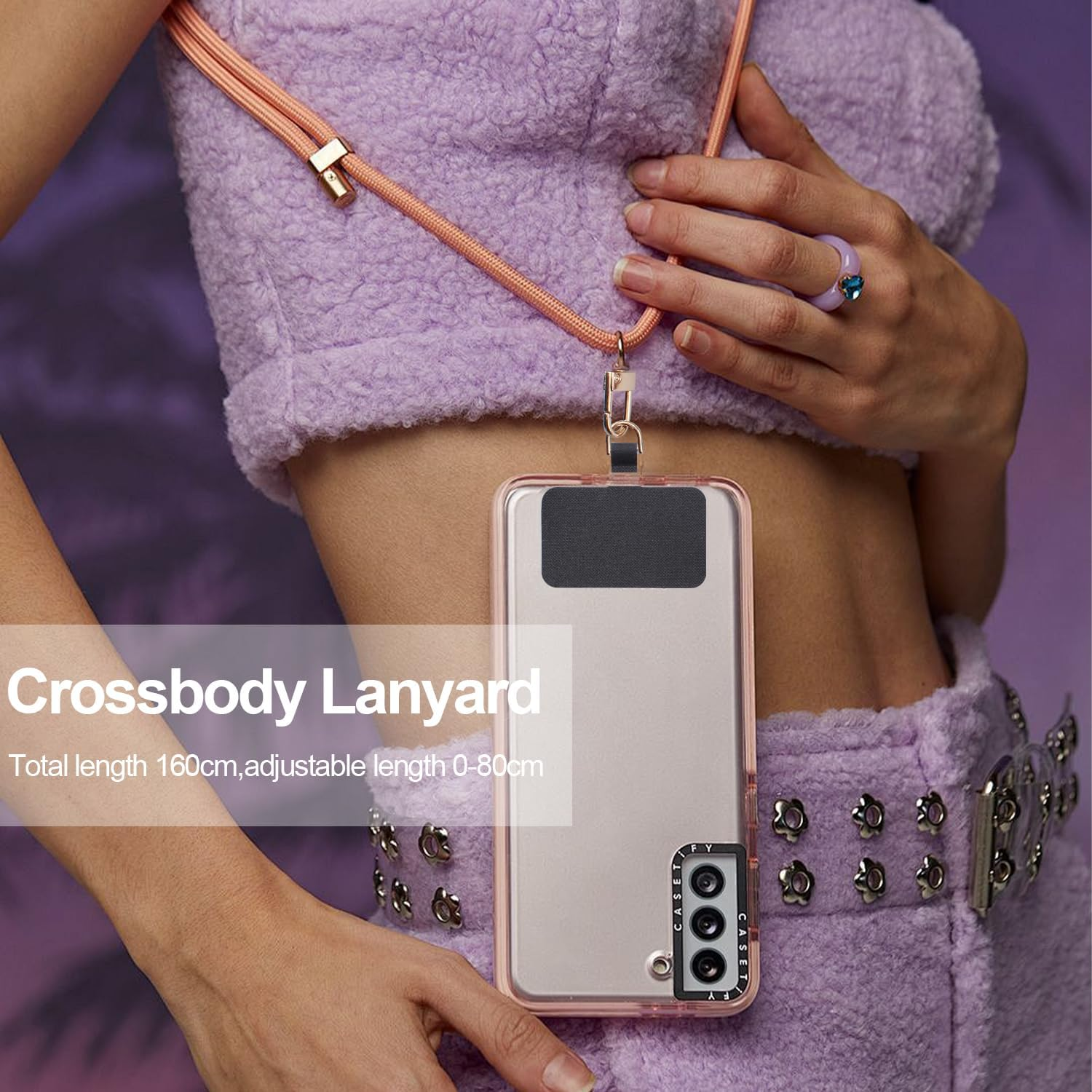 2 Pads Phone Lanyard, H HOME-MART Adjustable Crossbody Cell Phone Strap Universal Phone Wrist Lanyard 2Pcs Phone Patch Tether Tab for Most Smartphones Cell Phone Accessories image number 1