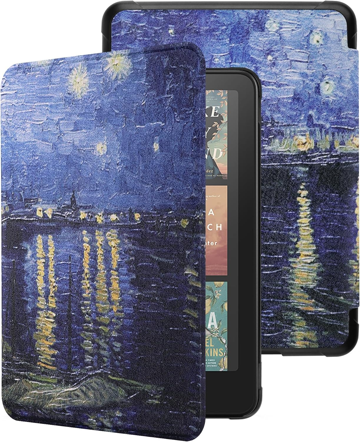 WALNEW Case for 7" Kindle Paperwhite 12Th Generation 2024 & Kindle Paperwhite Signature Edition 2024, All-New PU Leather Protective Case Cover with Auto Wake/Sleep, Black Flowers