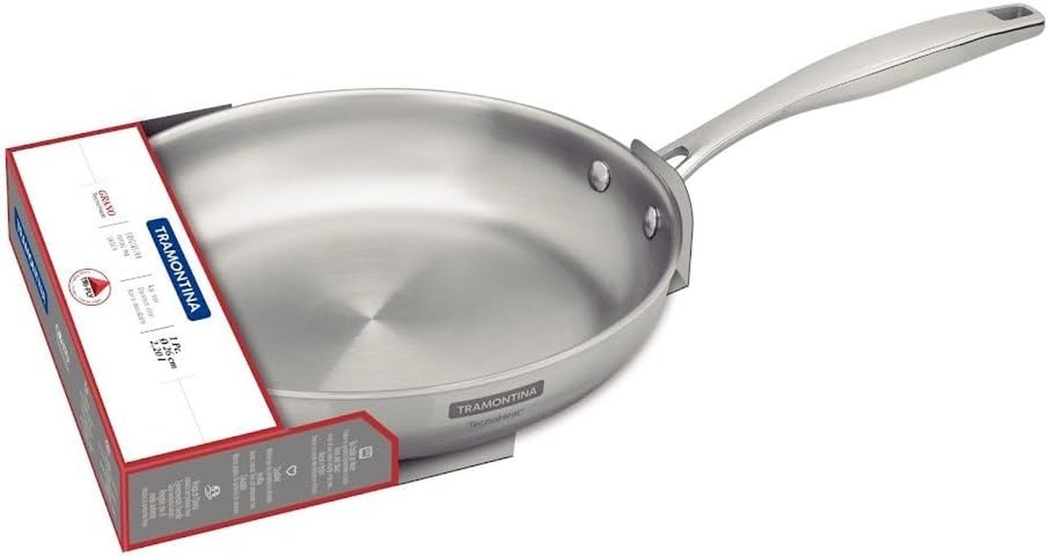 Tramontina Grano Stainless Steel Shallow Frying Pan with Tri-Ply Body, 26 Cm Diameter