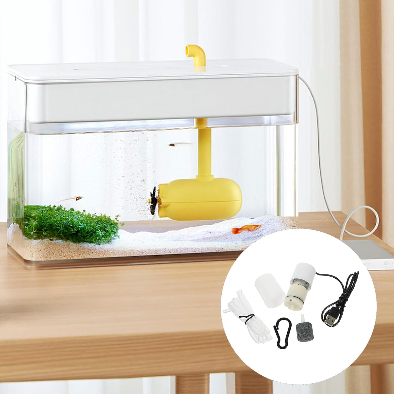 TIDTALEO 2 Sets USB Aquarium Oxygen Pump Quiet Plastic Aerator for Fish Tanks Portable Small Air Bubbler for Home and Office Fish Tanks Lightweight Design Random Color image number 2