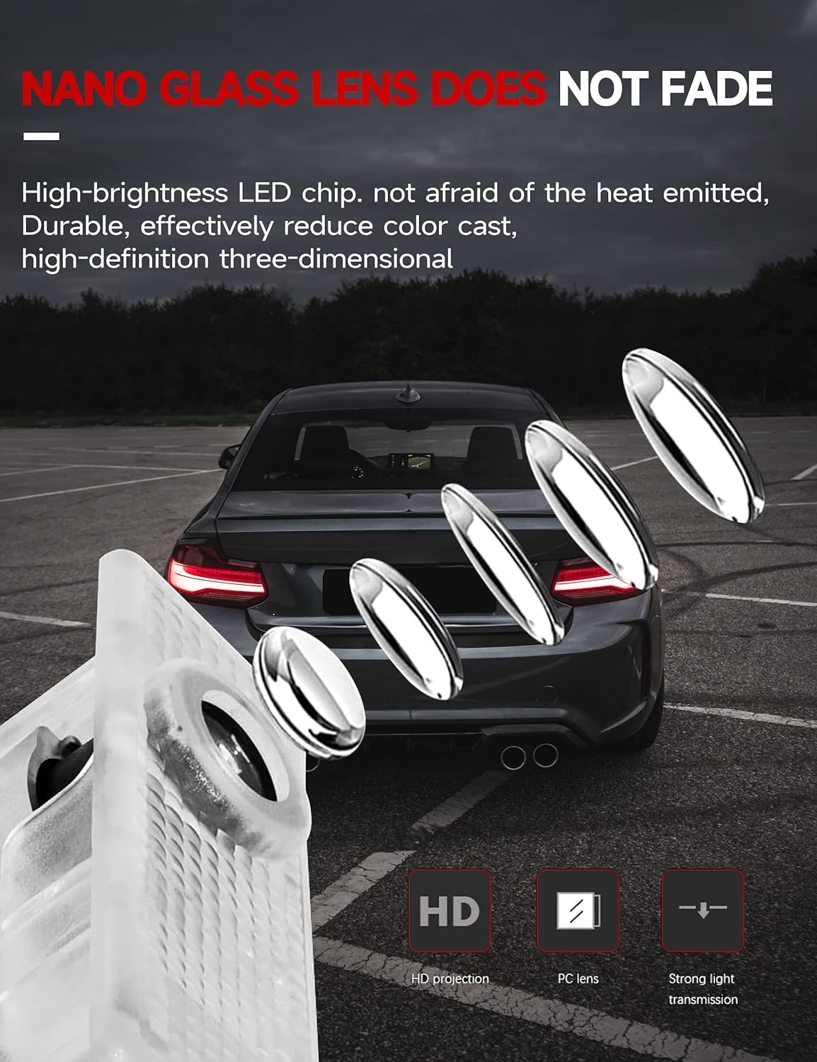 Car Door Logo Projector LED Welcome Lights Compatible with BMW 1/3/4/5/6/7/X1/X2/X3/X4/X5/X6/X7/M/Z/GT Accessories - No Fade 4K-HD (2 Pack) image number 3