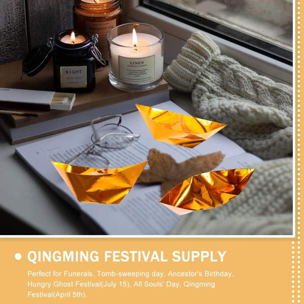 Operitacx 200Pcs Semi-Finished Chinese Ingot Paper for Ancestor Worship Sacrificing Ingots for Tomb-Sweeping Day Traditional Supplies for Qingming and Ghost Festival image number 1