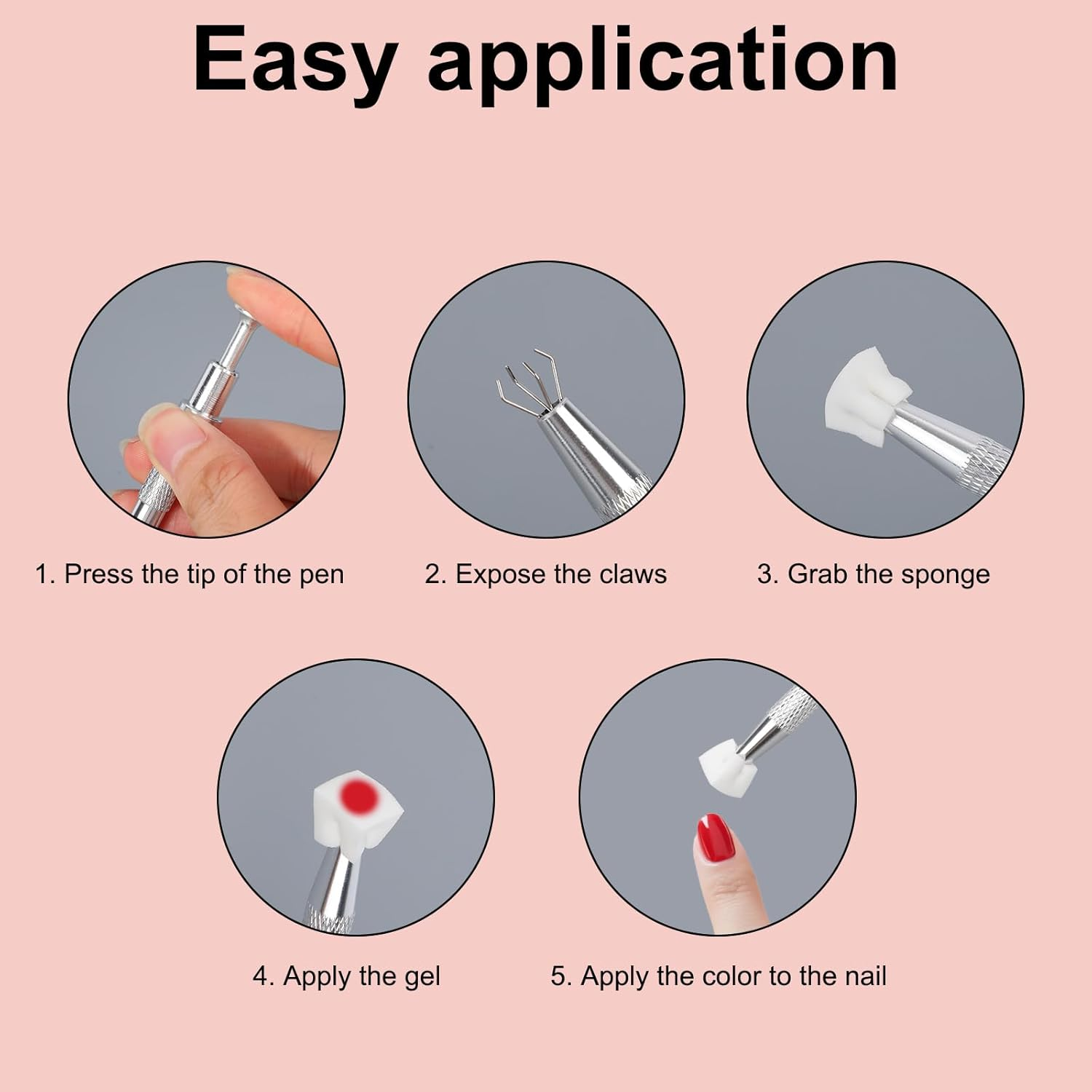 150Pcs Soft Nail Sponges for Ombre, with 1 Grabbing Pen & 1 Mixing Spoon Manicure Nail Art Tools and Accessories Supplies for Home DIY & Salon Use