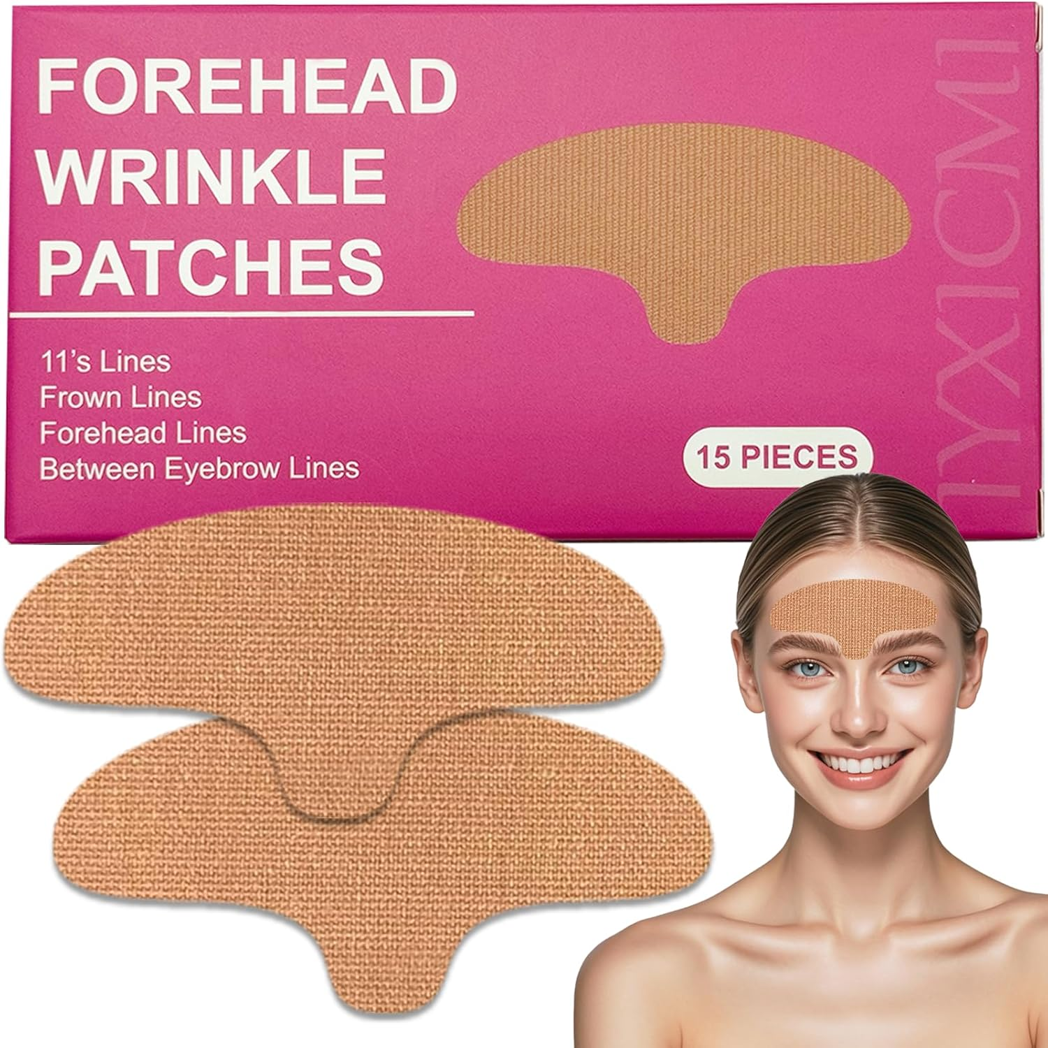Forehead Wrinkle Patches, 15 PCS Face Tape for Forehead Wrinkle, Frown 11'S Lines, Facial Myofascial Lift Tape, Fine Lines between Eyebrow Wrinkle Patches image number 3