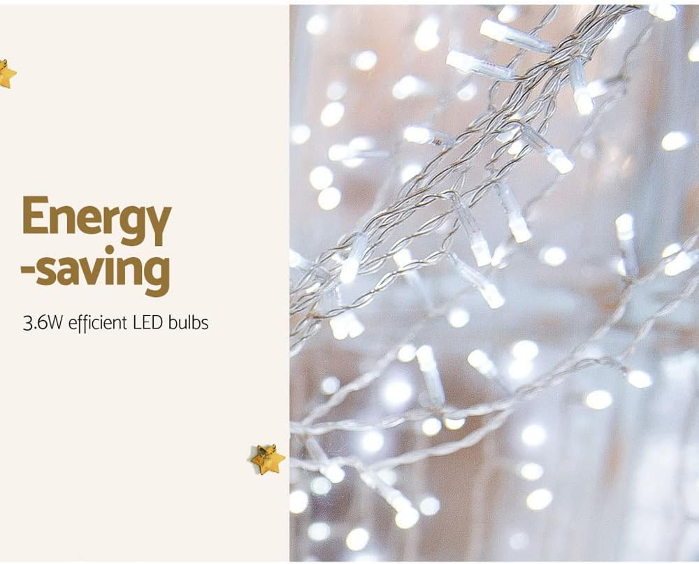 Jingle Jollys Christmas Lights Cold White LED Curtain Light, Outdoor Decorations, 6M X 3M 600 Bulbs for Home Indoor Decor Party Wedding Waterproof Twinkle Fairy Flashing image number 5