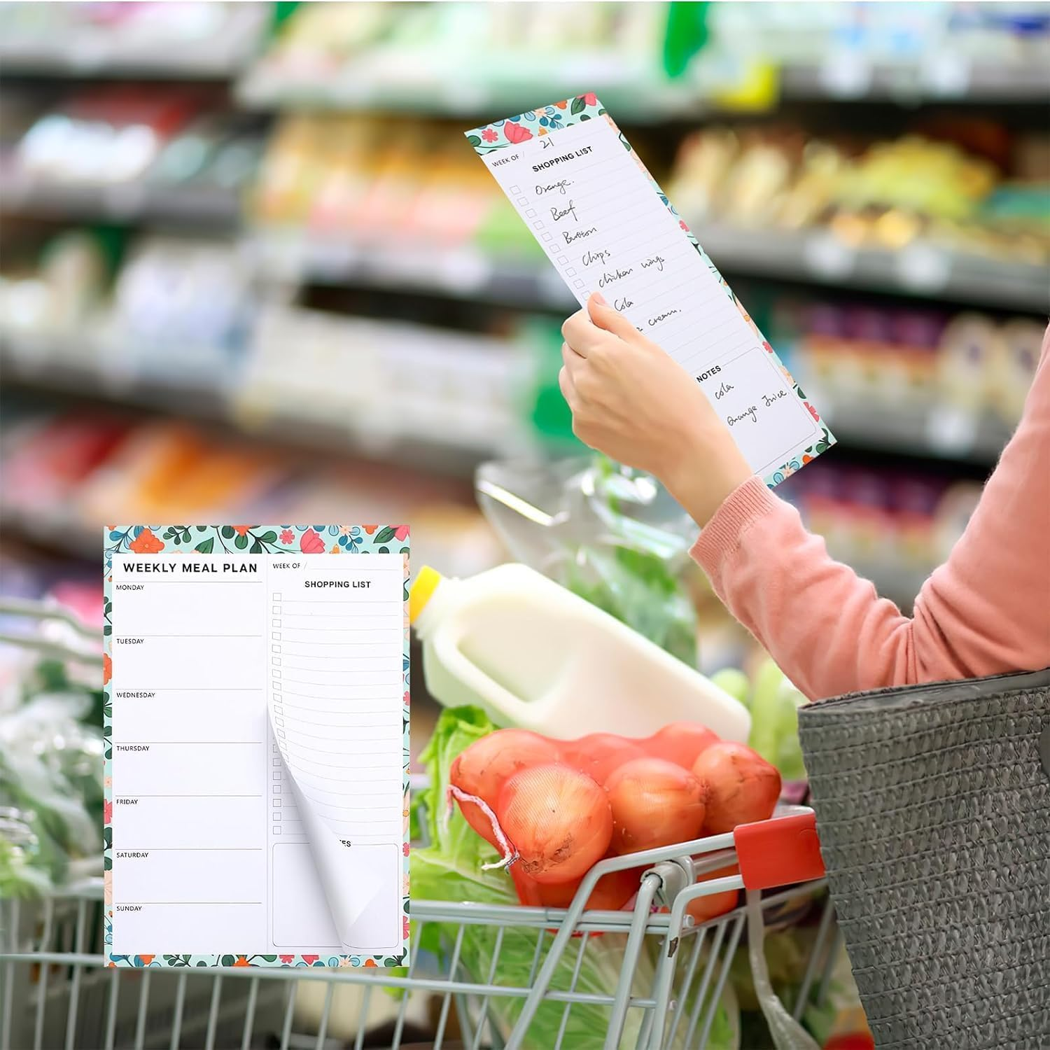 List Magnet Pad,Magnetic Grocery List Pads for Fridge,Fruit Weekly Meal Planner with Tear off Shopping List.Menu Food for Weight Loss or Dinner List for Family 7X10 Inches, 60 Sheets image number 1