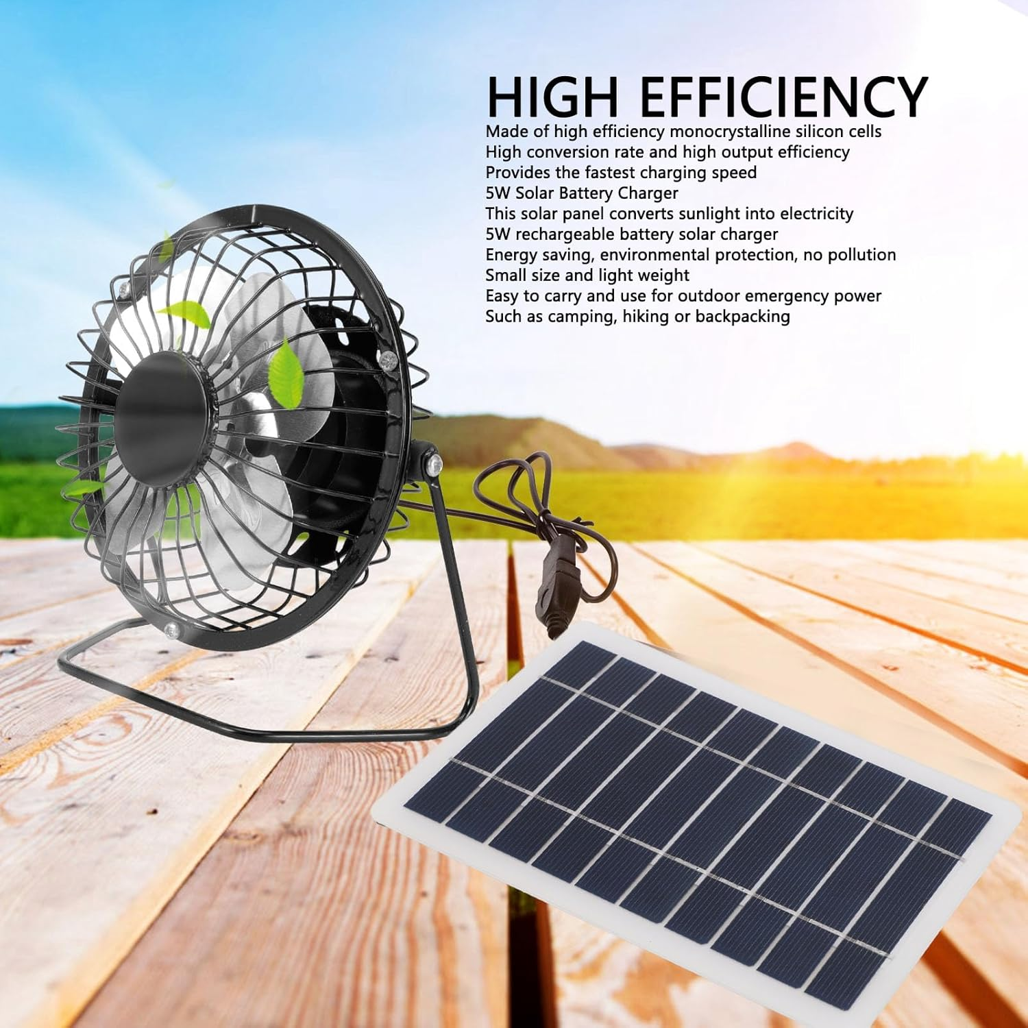 Solar Panel 5W Monocrystalline, Professional USB Solar Panel for Cellphone, Power Bank, Solar Panel for Camping image number 1