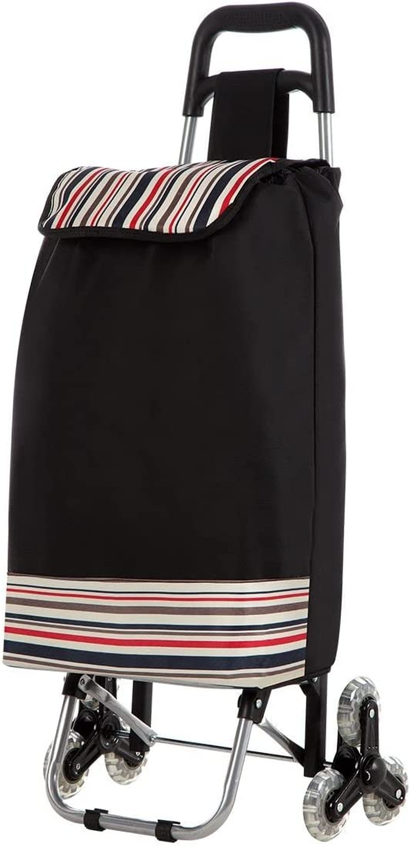 Portable Shopping Cart Foldable Shopping Trolley with Wheels Black